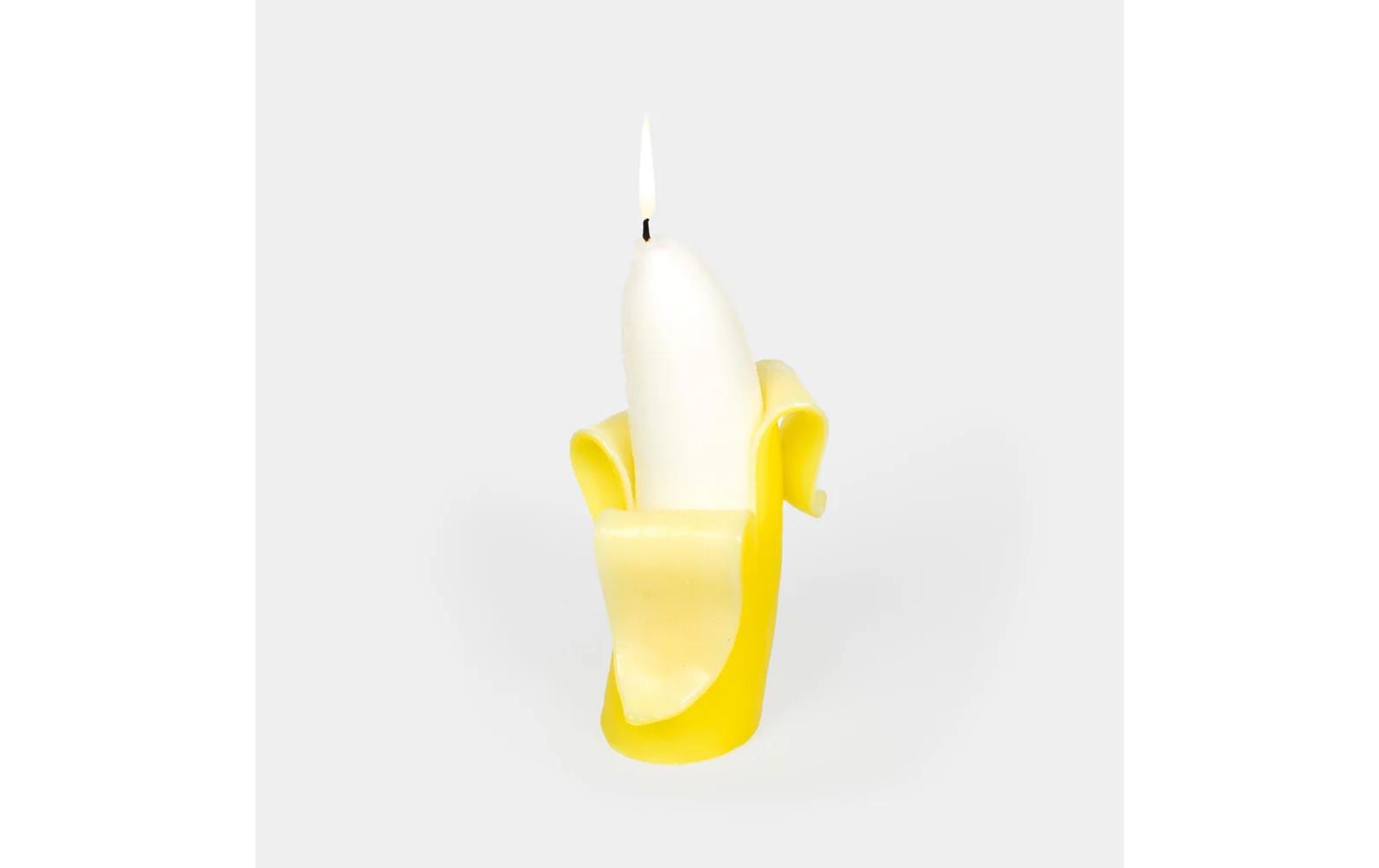 54Celsius Kerze Big Banana 16.5 cm x 9 cm, Gelb/Weiss