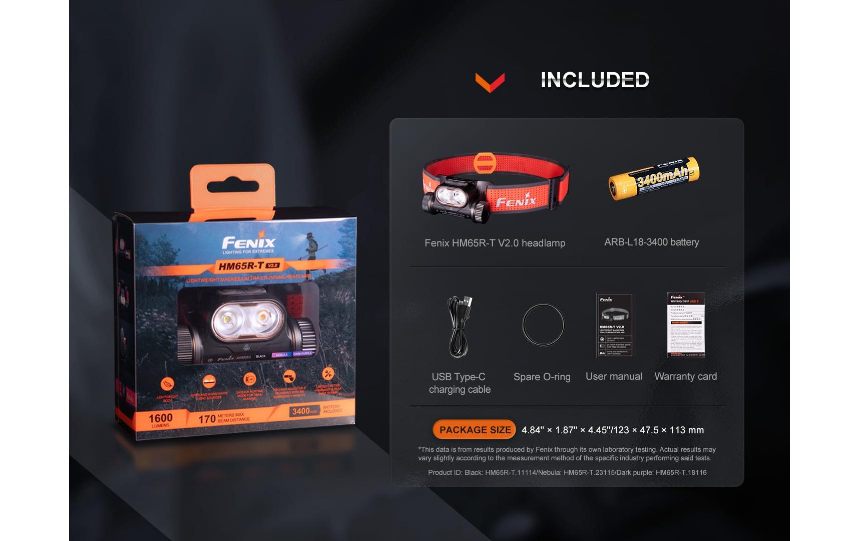 Fenix Stirnlampe HM65R-T V2.0 LED Schwarz