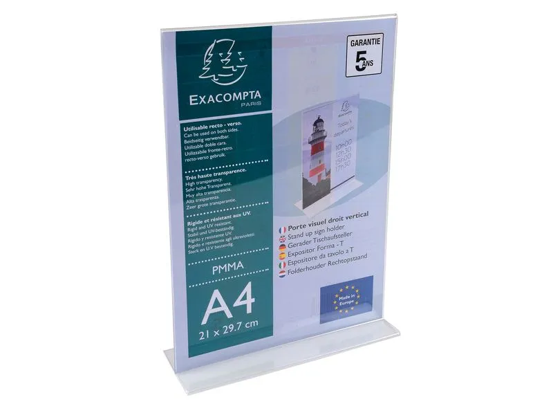 Exacompta Tischaufsteller A4 T-Form Hochformat – Kristall A4 Exacompta Tischaufsteller A4 T-Form Hochformat – Kristall A4
