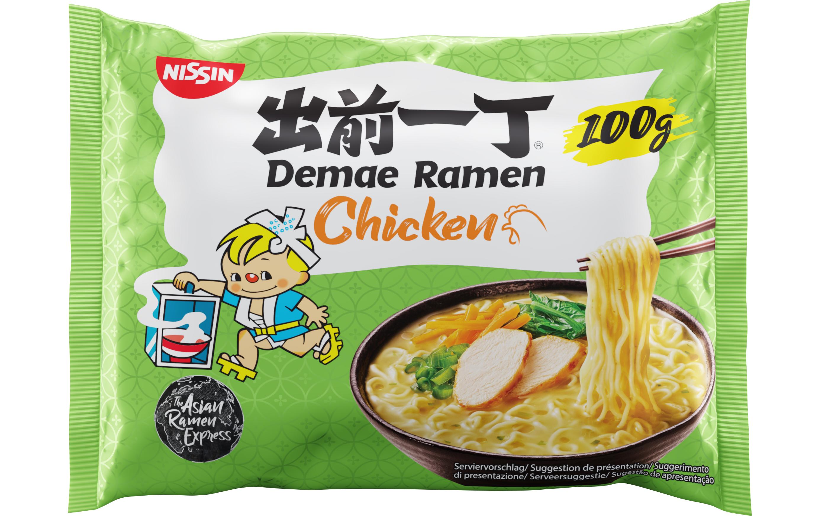 Nissin Food Fertiggericht Demae Ramen Nudelsuppe Huhn 2 x 100 g