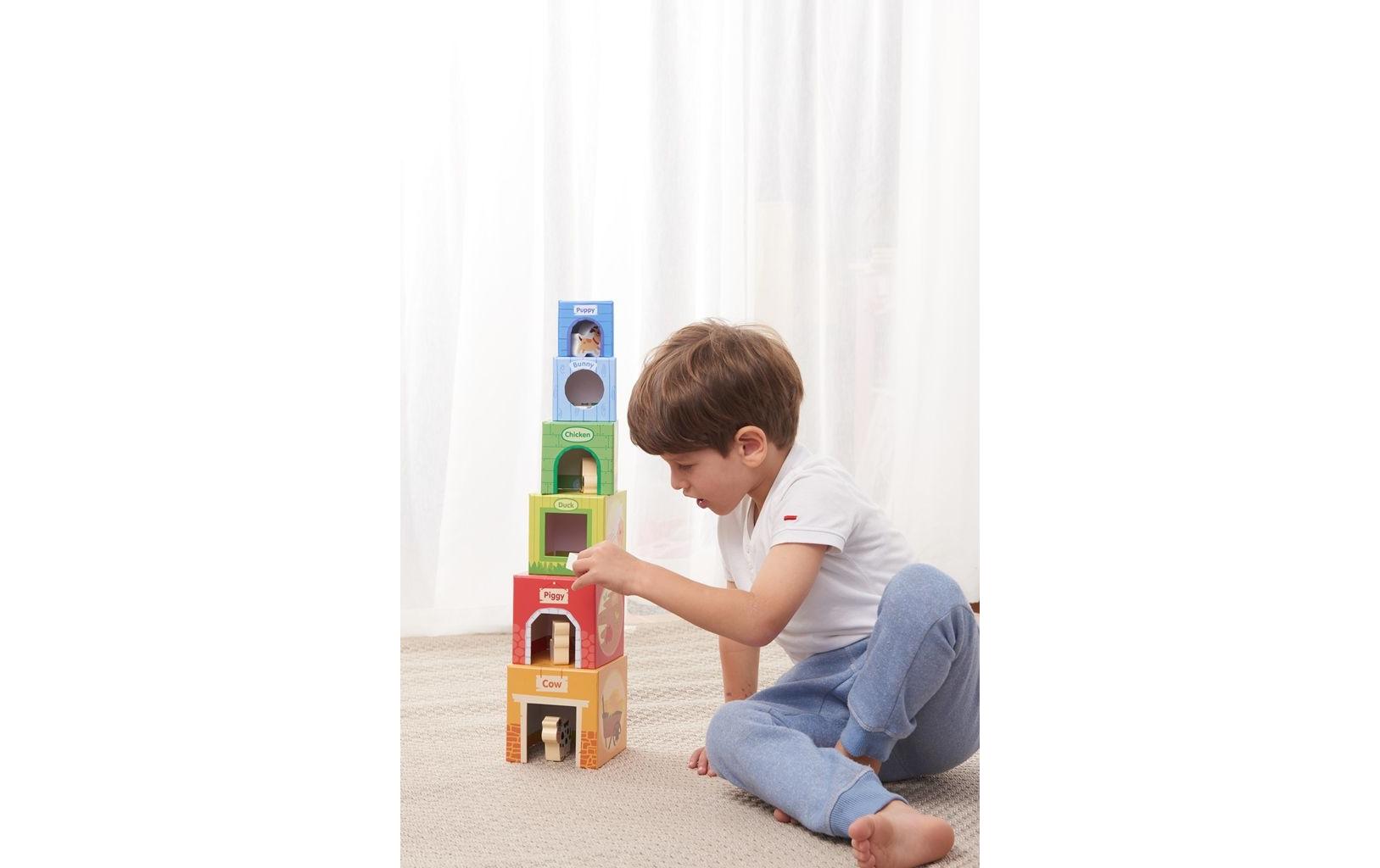 Spielba Holzspielwaren Stapelspielzeug mit Holztieren