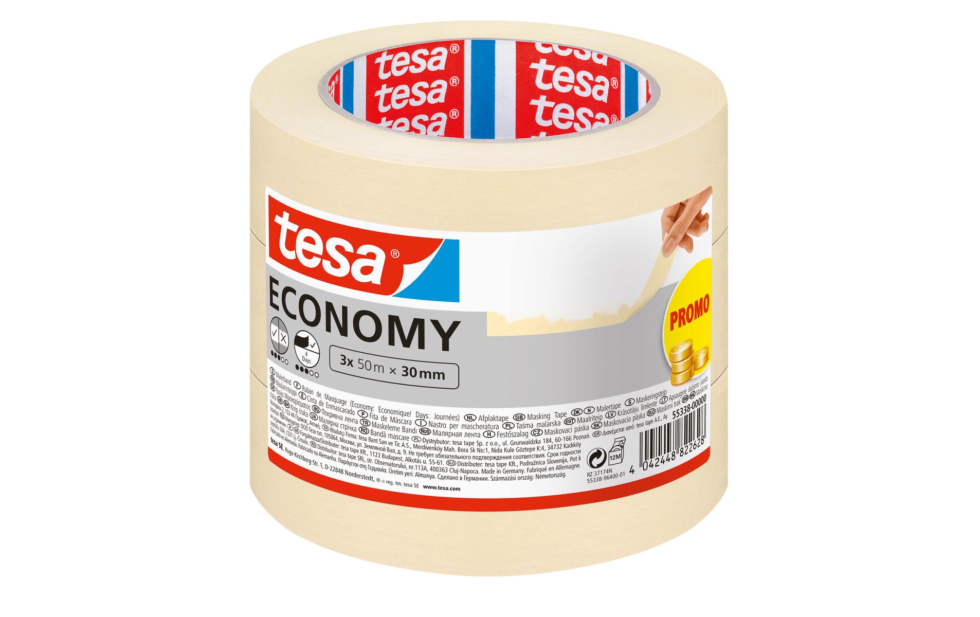 tesa Abdeckband Masking Economy, 3 x 50 mm x 30 m