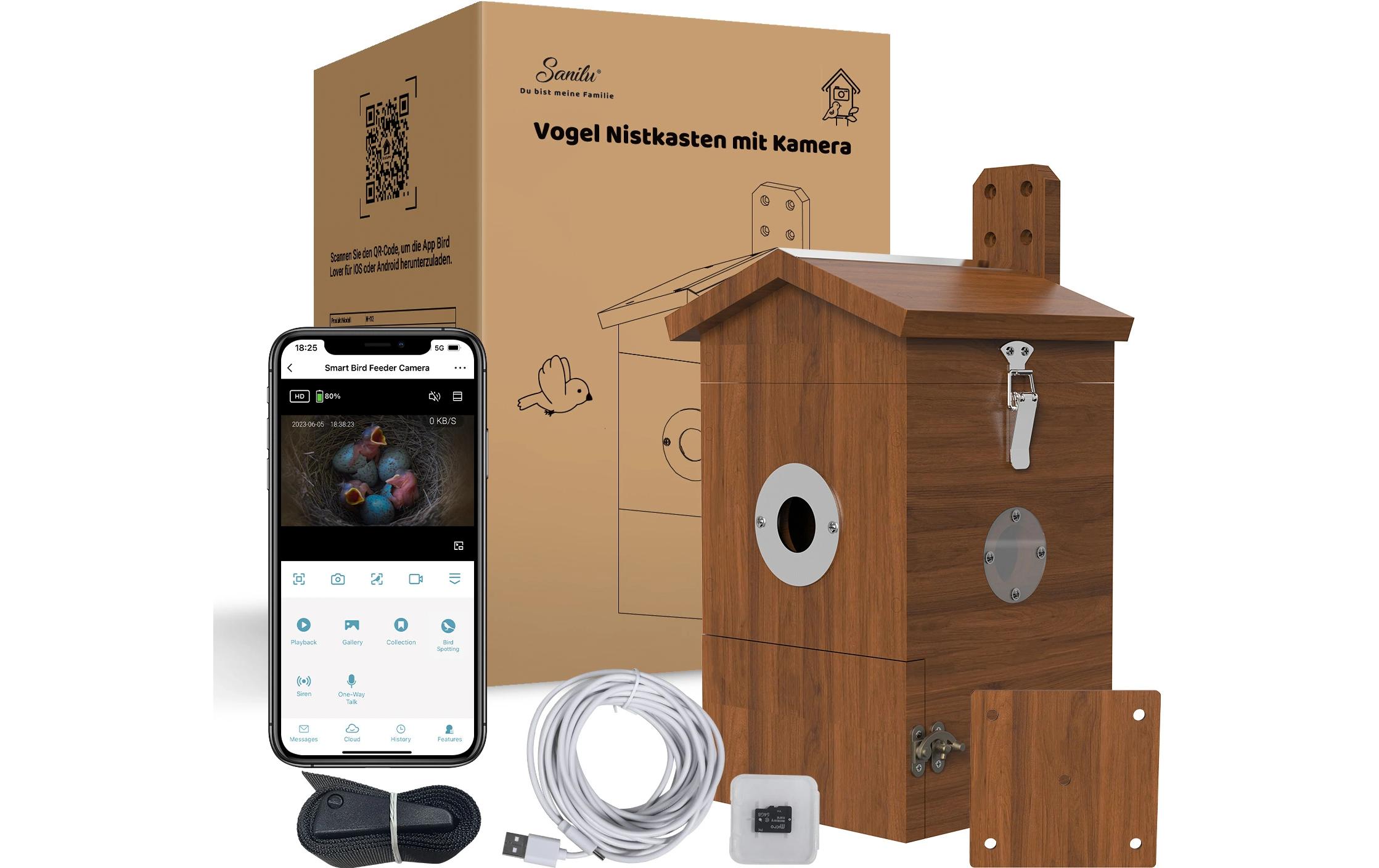 Sanilu Vogel Nistkasten mit Kamera