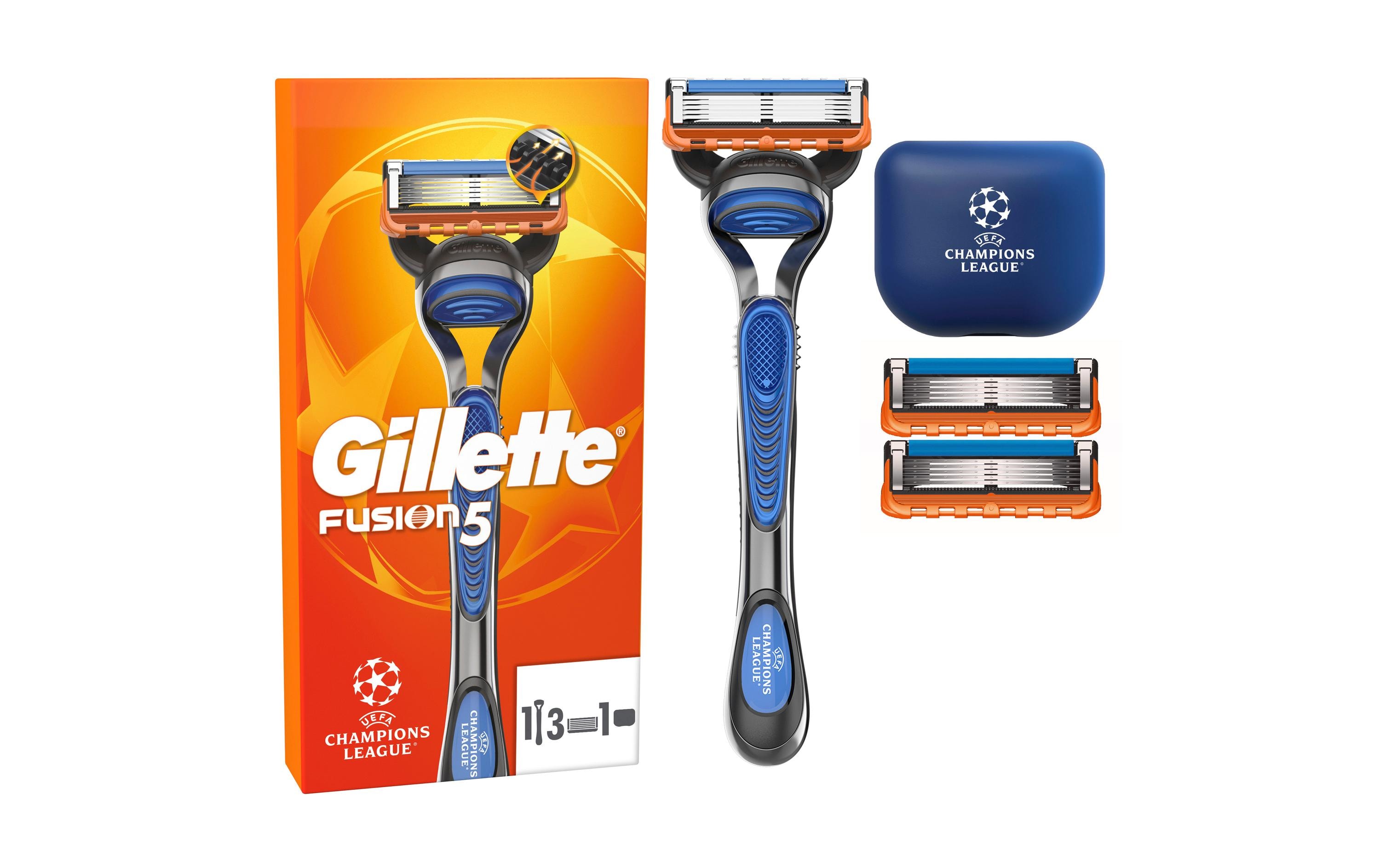 Gillette Herrenrasierer Fusion5 mit Ersatzklingen & Reiseschutzkappe