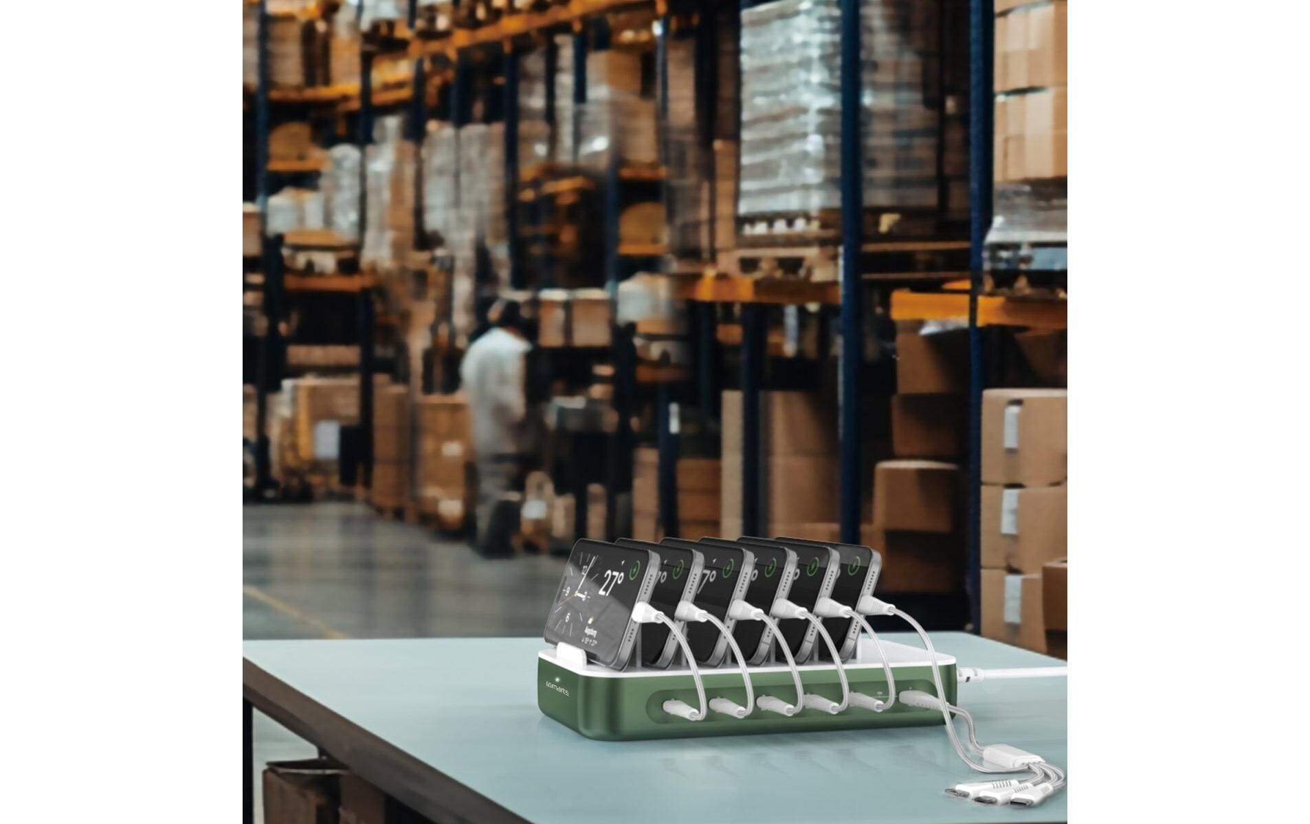 4smarts Ladestation Team 100W 5C/1A inkl. 6 Kabel Grün