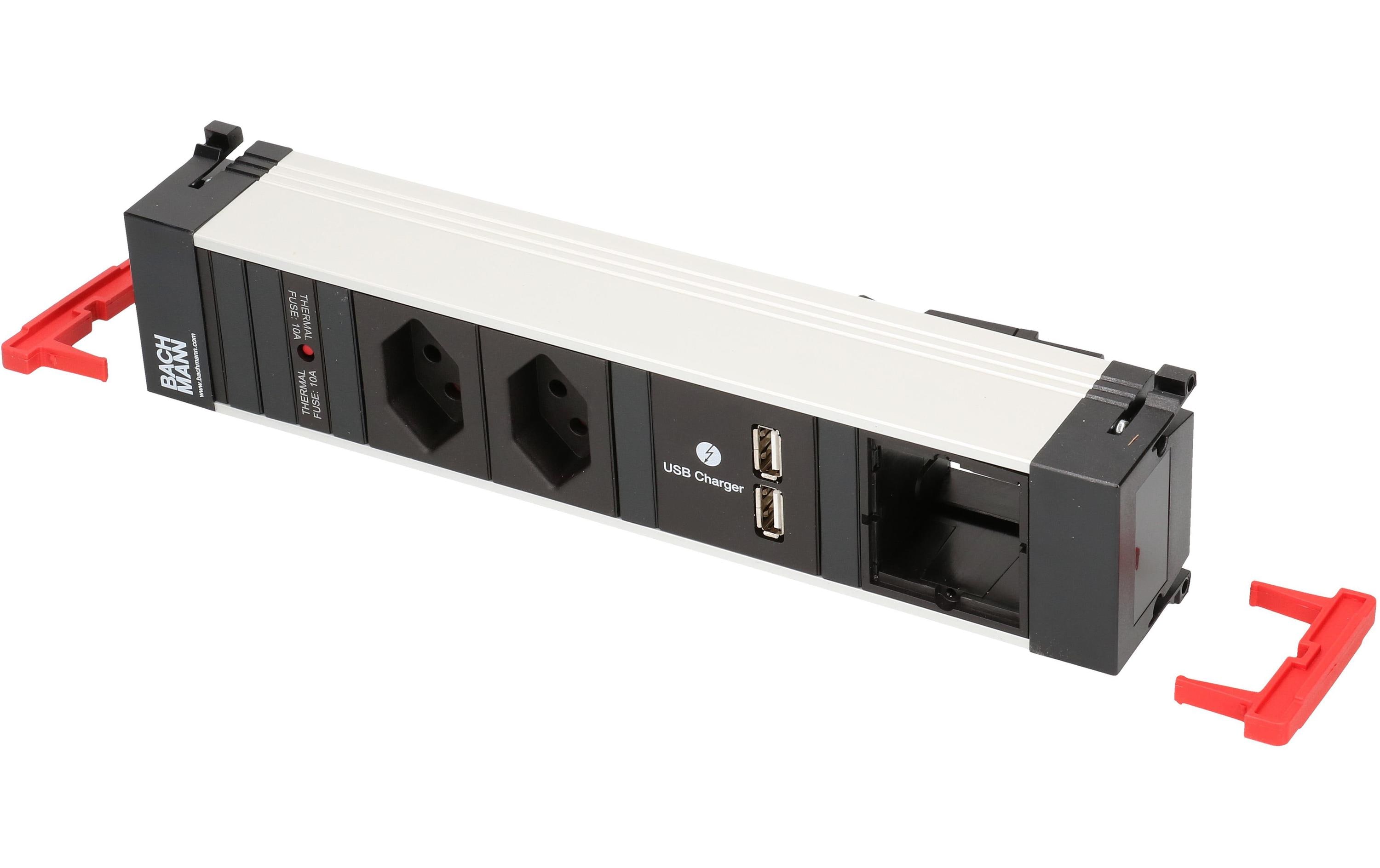 Bachmann Einbausteckerleiste POWER FRAME 2x T13, USB, Custom-ABD Leer