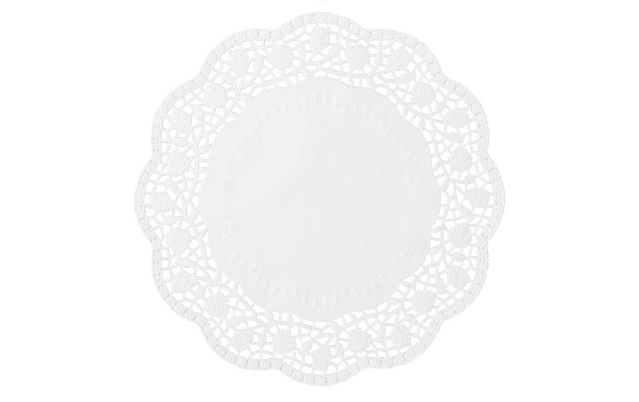 Demmler Tortenspitzen Rose 6 Stück, Weiss, 22 cm