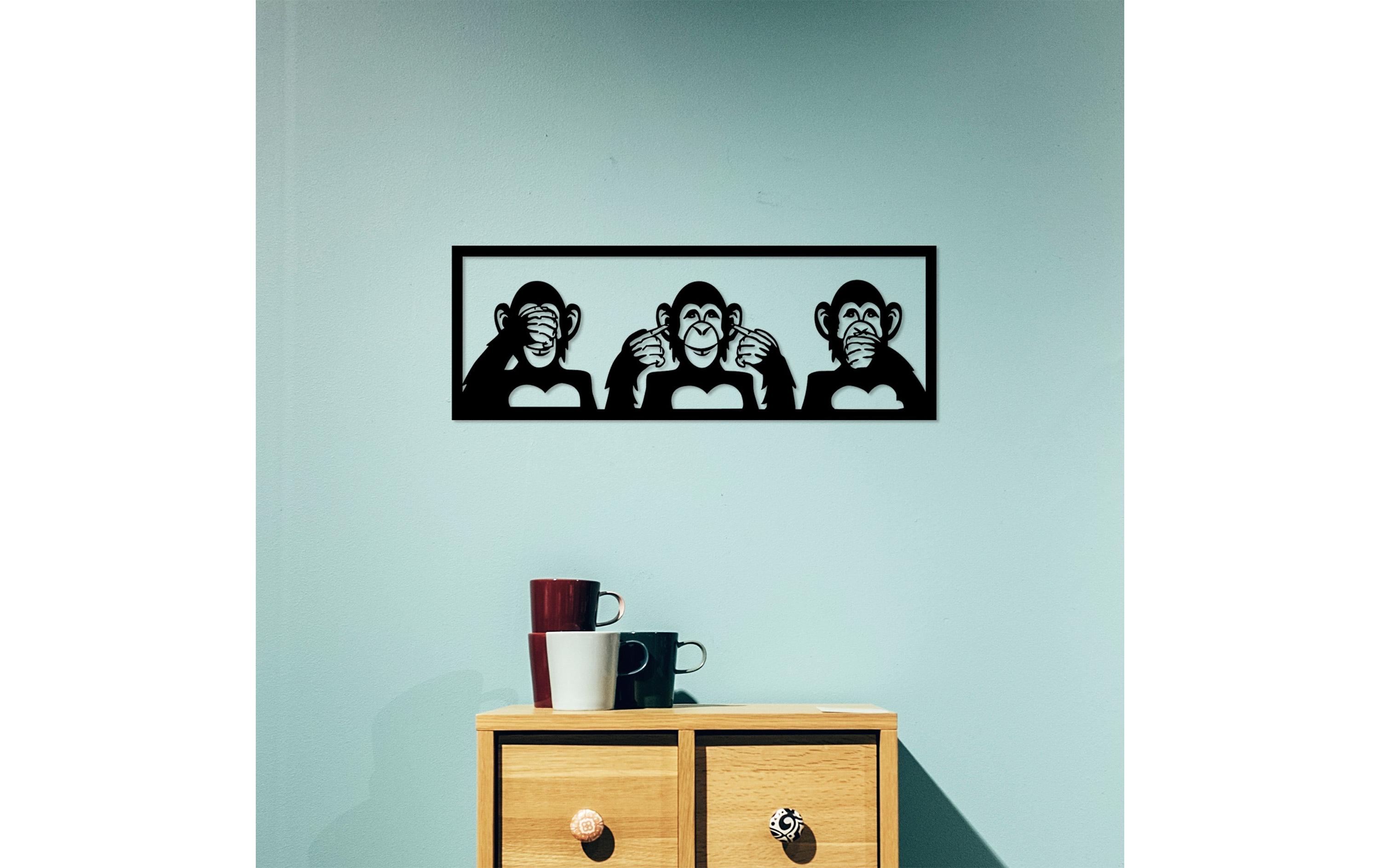 Wallxpert Wanddekoration Monkeys 70 x 25 cm