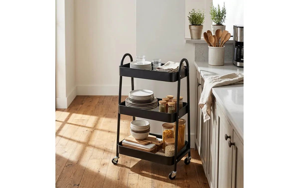 relaxdays Rollregal 44 x 80 x 32 cm, Schwarz relaxdays Rollregal 44 x 80 x 32 cm, Schwarz