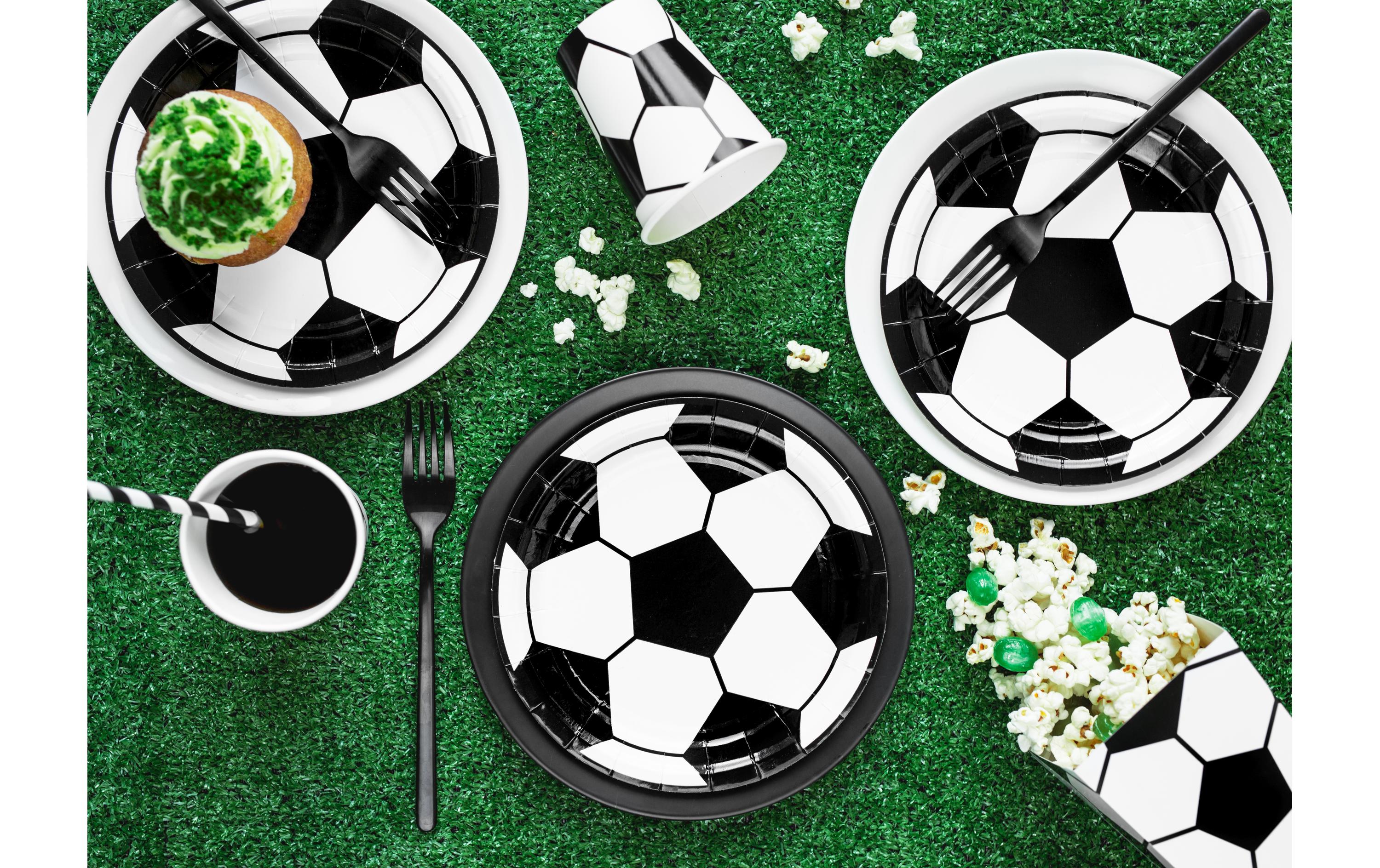 Partydeco Einwegteller Fussball 18 cm, 6 Stück, Schwarz/Weiss