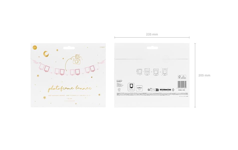 Partydeco Girlande Storch Rosa, 10.5 x 15 cm, 3 m