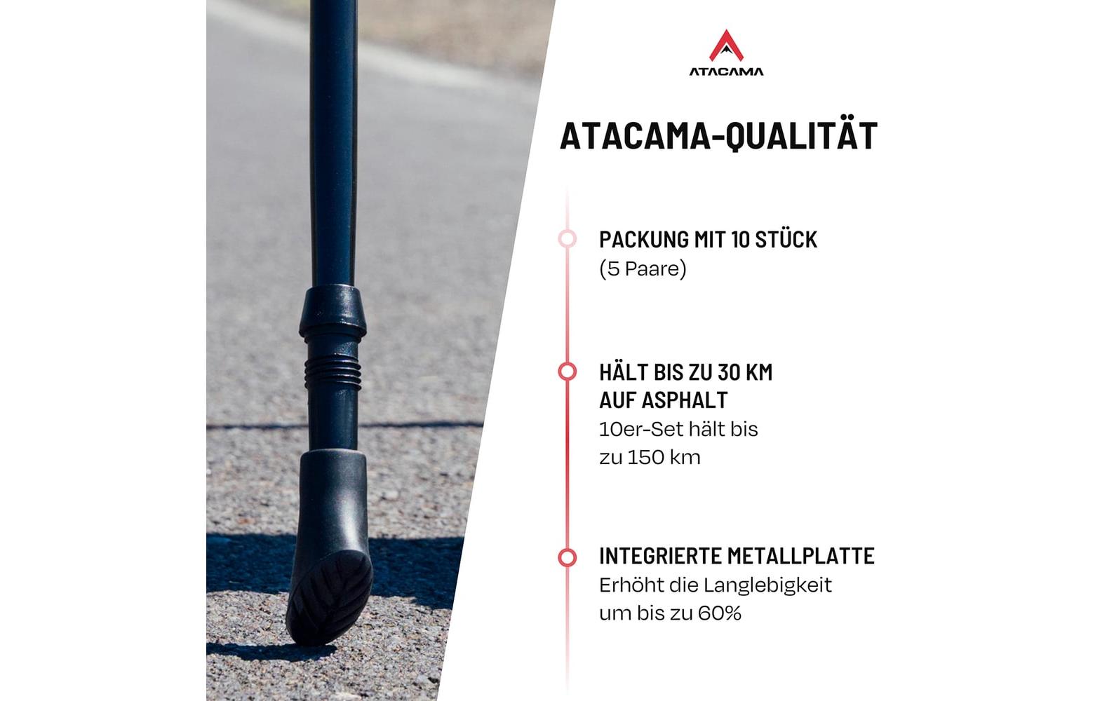 Atacama Nordic Walking Gummipuffer Wanderstockaufsatz 10er-Set Atacama Nordic Walking Gummipuffer Wanderstockaufsatz 10er-Set