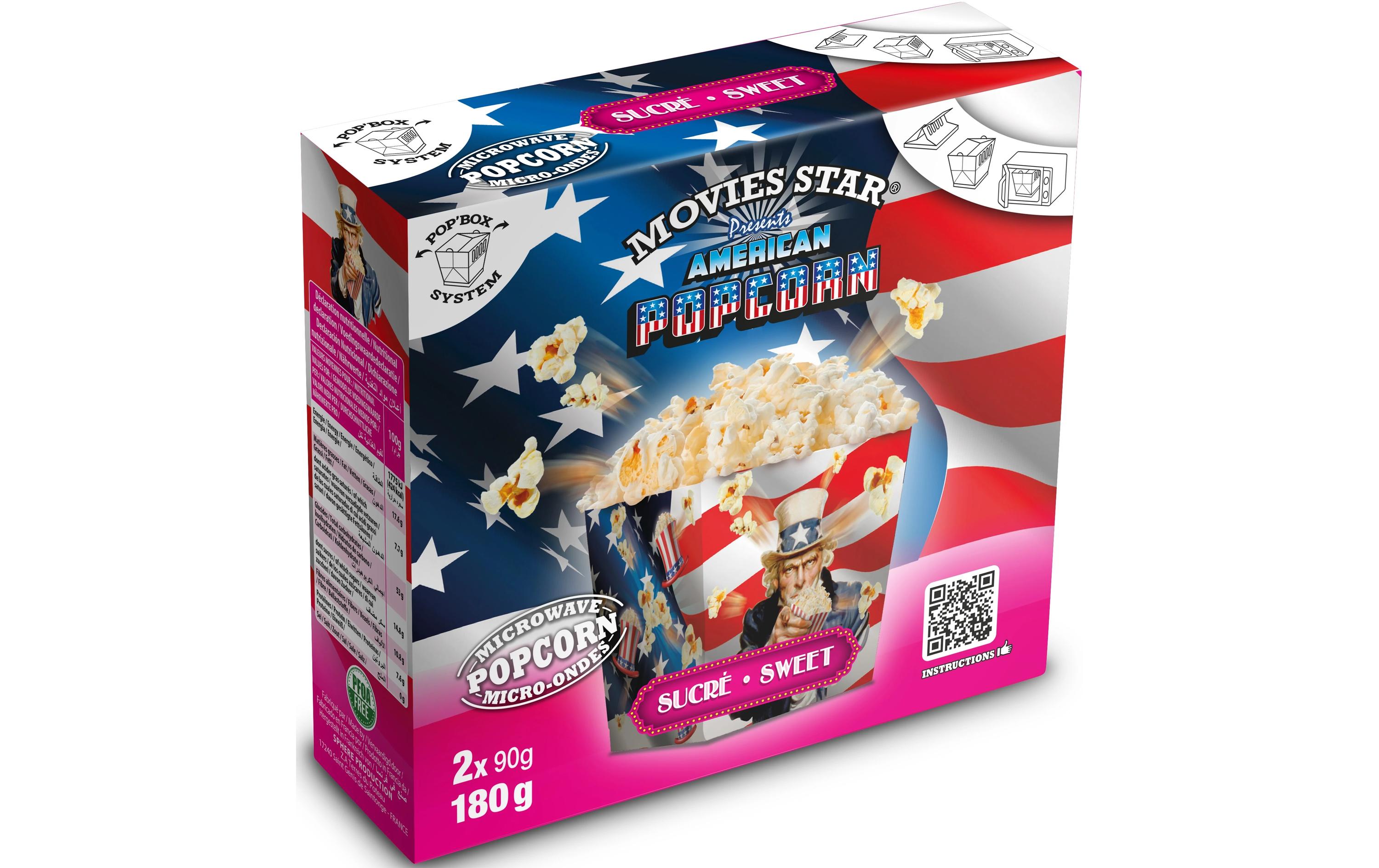 Movies Star Pop Up Box Mikrowellen Popcorn Zucker 2 x 90 g Movies Star Pop Up Box Mikrowellen Popcorn Zucker 2 x 90 g