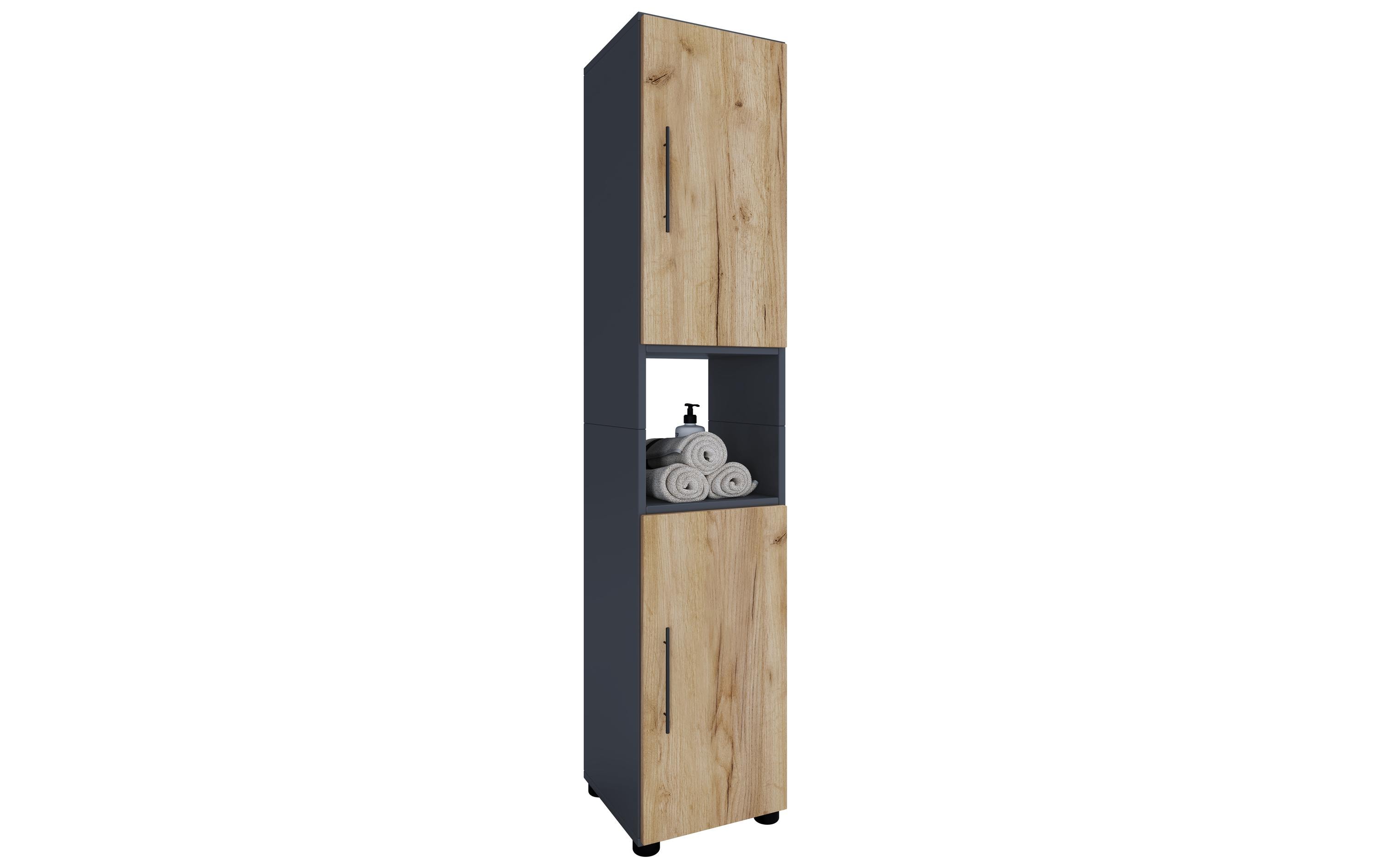 VCM Badezimmerregal Flandu 31 x 160 cm, Braun/Grau