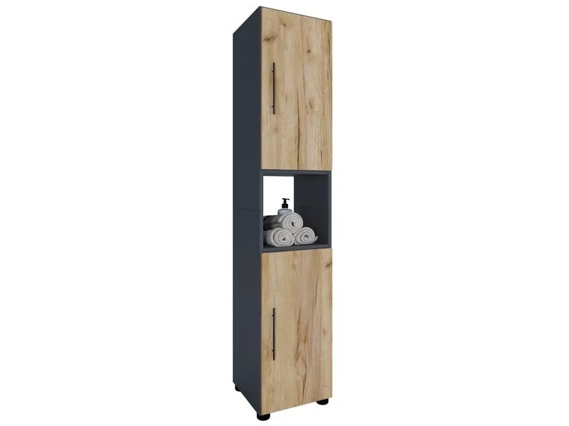 VCM Badezimmerregal Flandu 31 x 160 cm, Braun/Grau