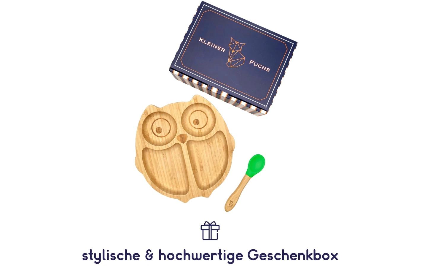 Kleinfuchs Kinderteller Bambus Eule Grün