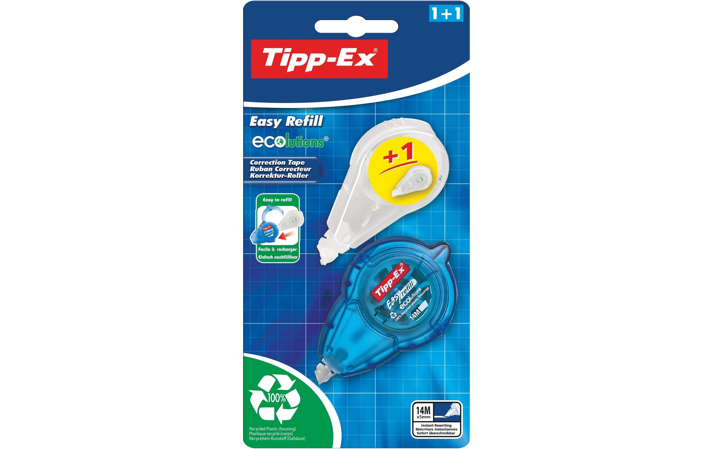 Tipp-Ex Korrekturroller Easy Refill Ecolutions 5 mm, 1+1 Tipp-Ex Korrekturroller Easy Refill Ecolutions 5 mm, 1+1