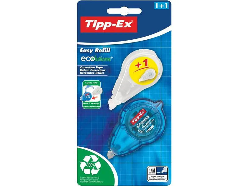 Tipp-Ex Korrekturroller Easy Refill Ecolutions 5 mm, 1+1 Tipp-Ex Korrekturroller Easy Refill Ecolutions 5 mm, 1+1