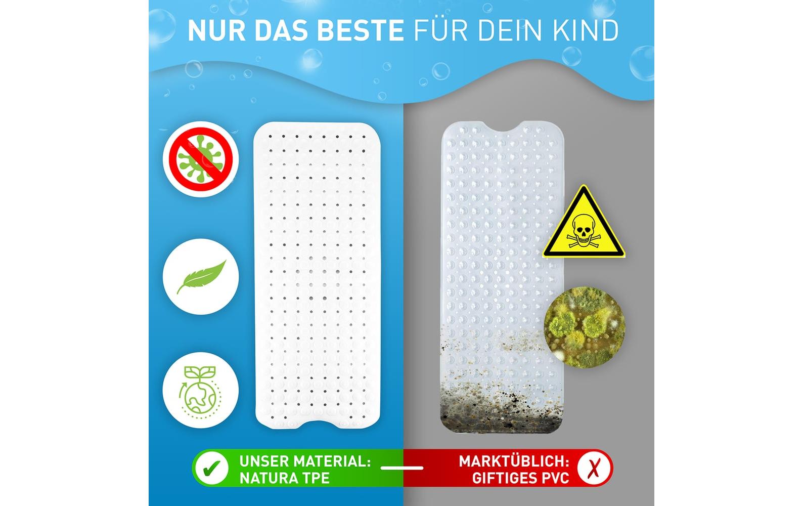 Flipline Badteppich rutschfest, BPA-frei 40 x 100 cm, Weiss