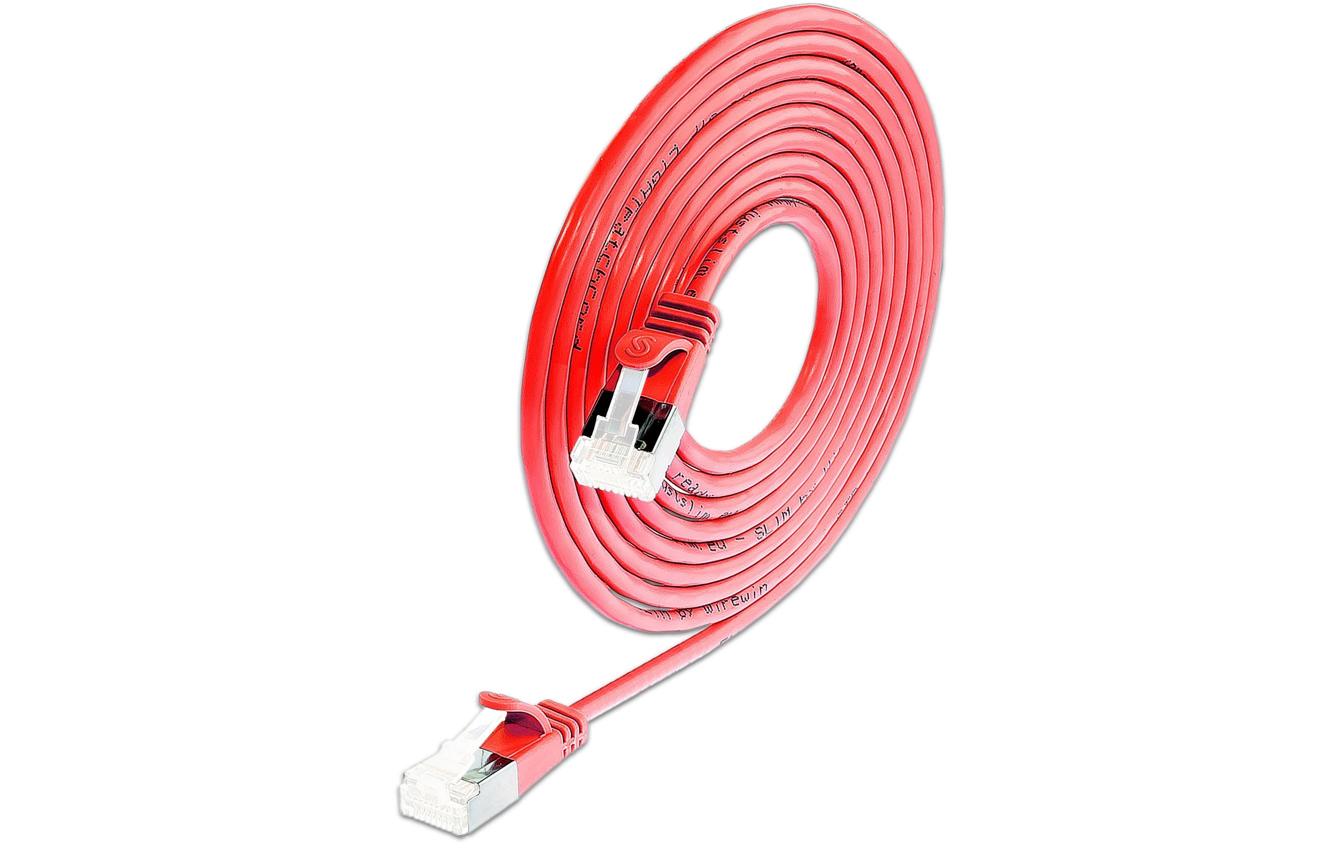SLIM Slimpatchkabel RJ-45, Cat 6A, U/FTP, 0.5 m, Rot, 90-Pack