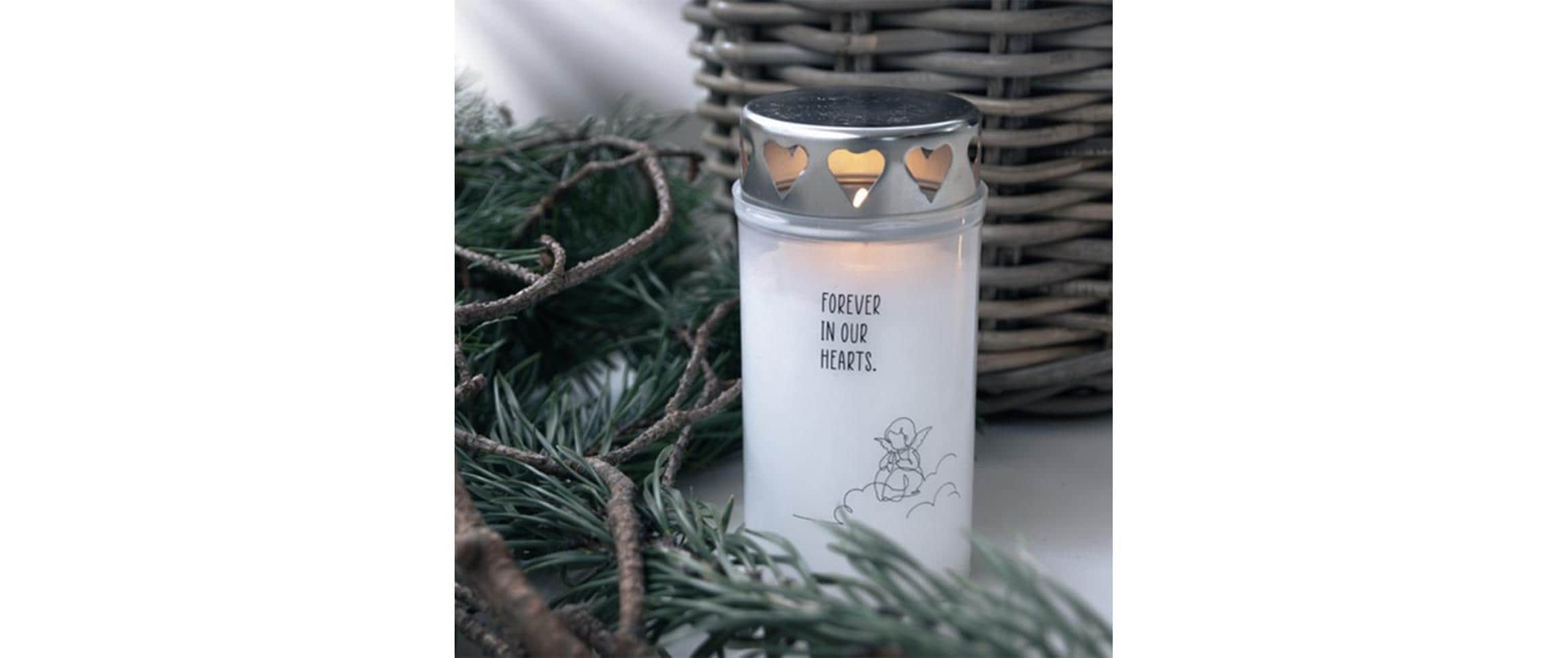 balthasar Grabkerze Engel 12.5 cm, Weiss