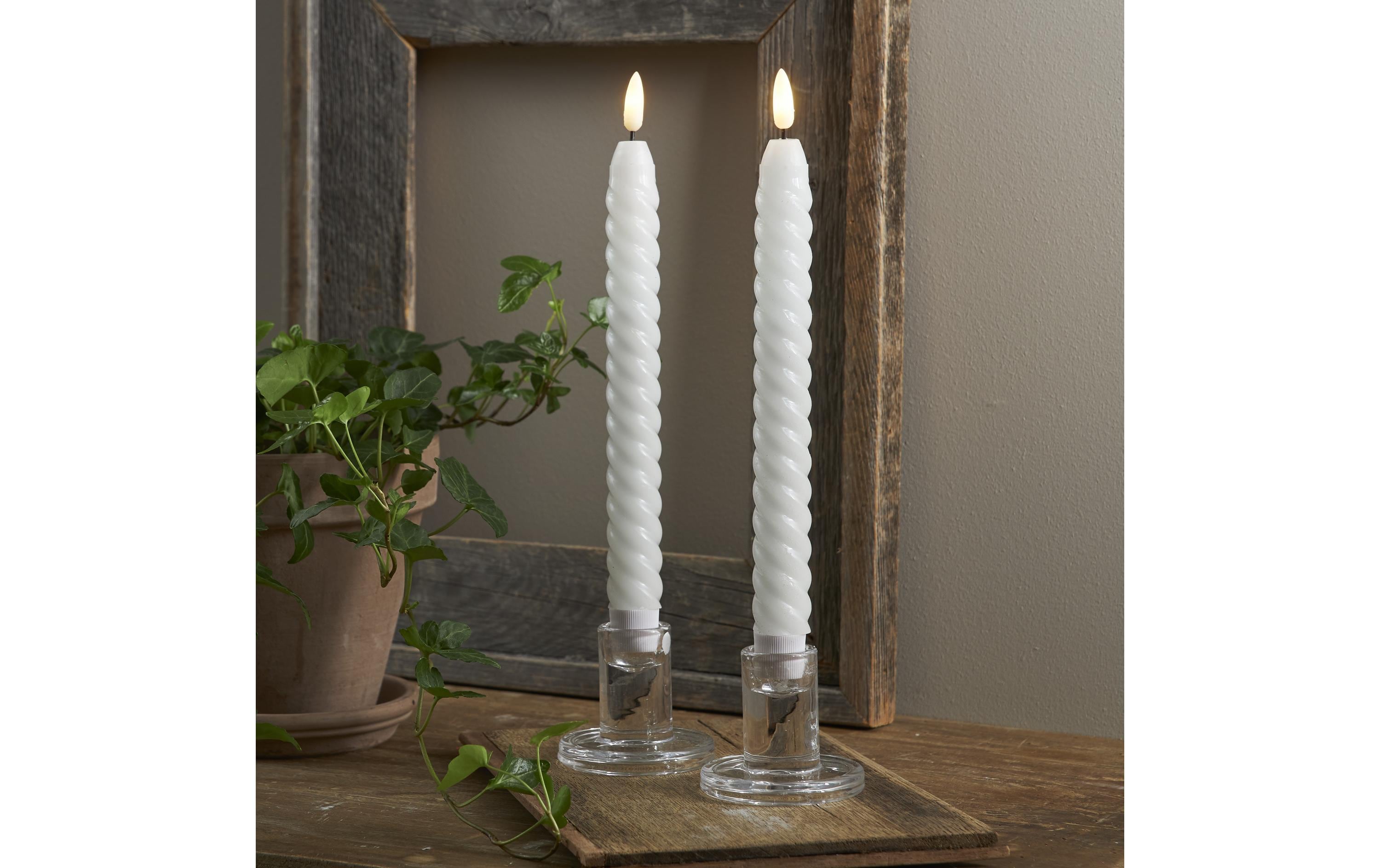 Star Trading LED-Stabkerzen Set Flamme Swirl, Ø 2.3 x 25 cm, Weiss, 2 Stk