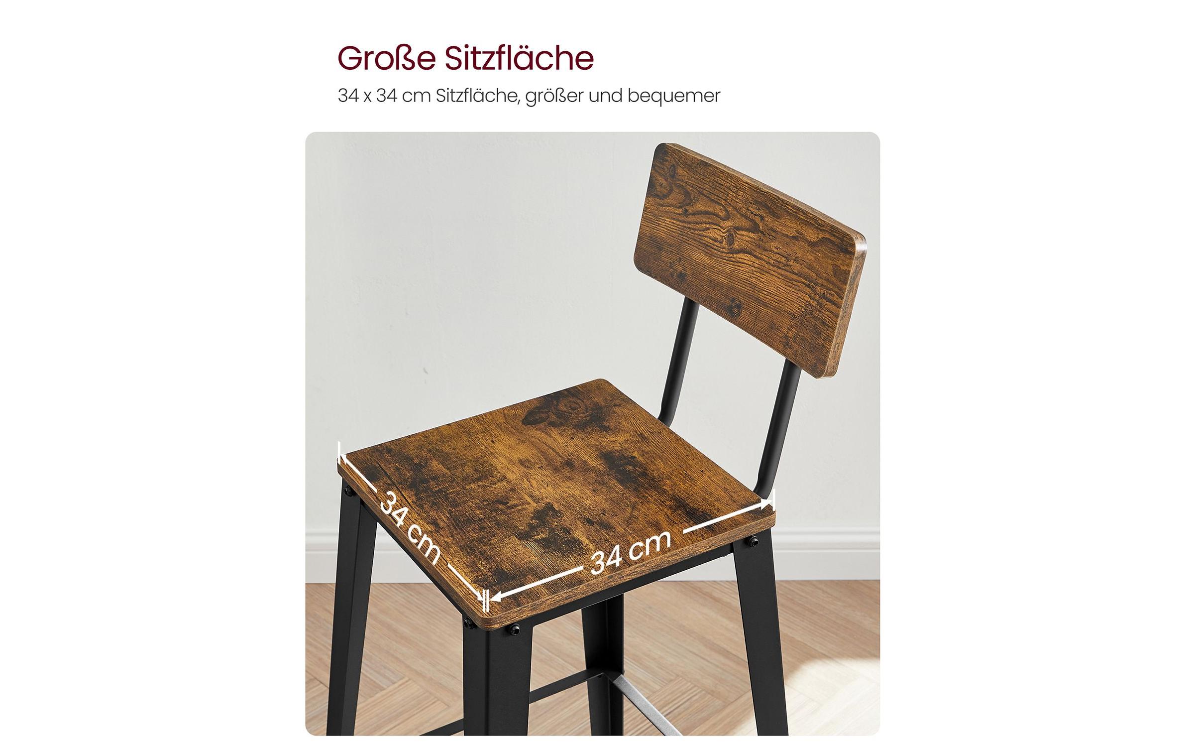 VASAGLE Barhocker 45.4 x 45.4 x 102.2 cm, 2er Set