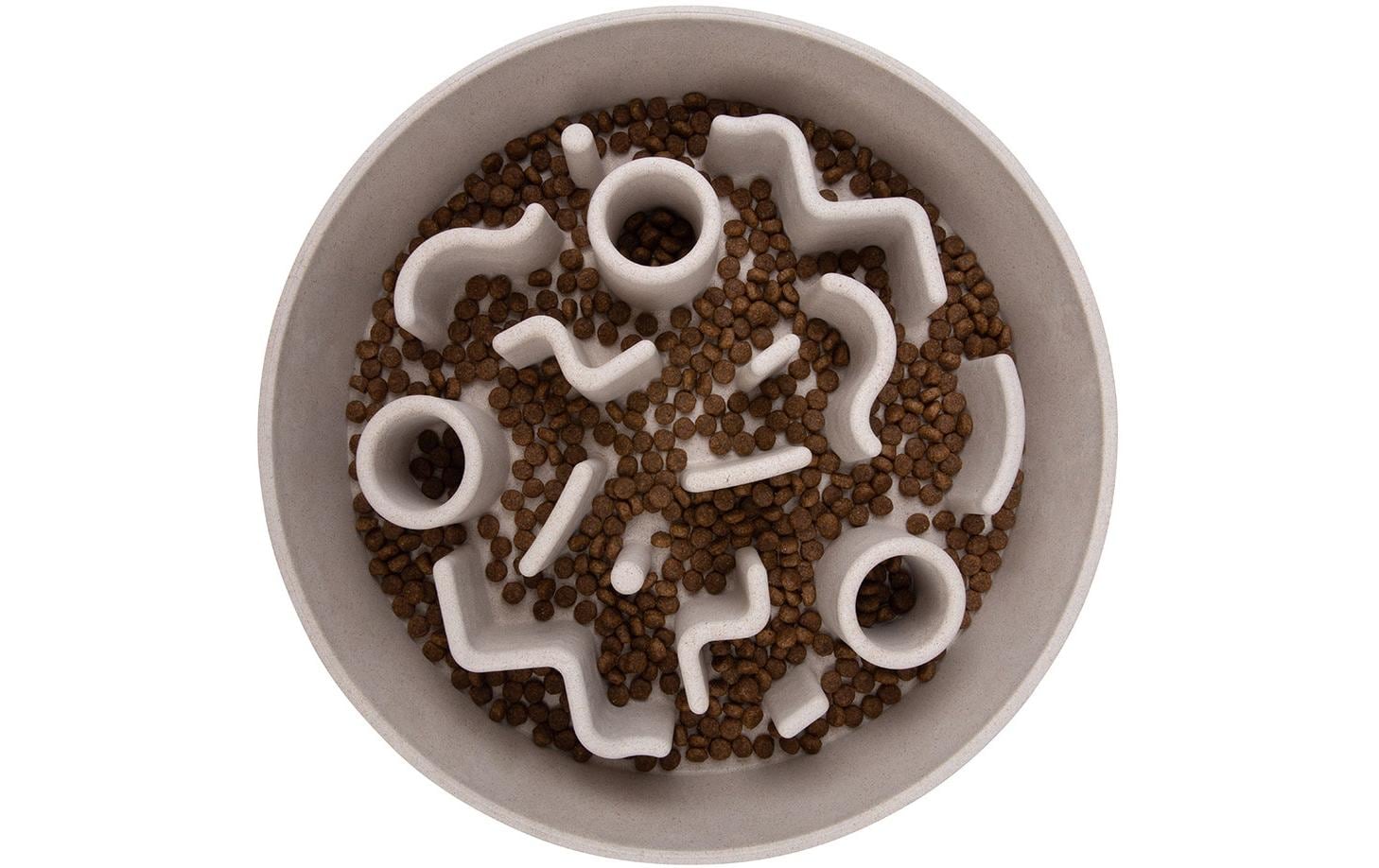 District 70 Bambusnapf Bamboo Dog Slow Feeder Ø 28 cm, Creme-Weiss