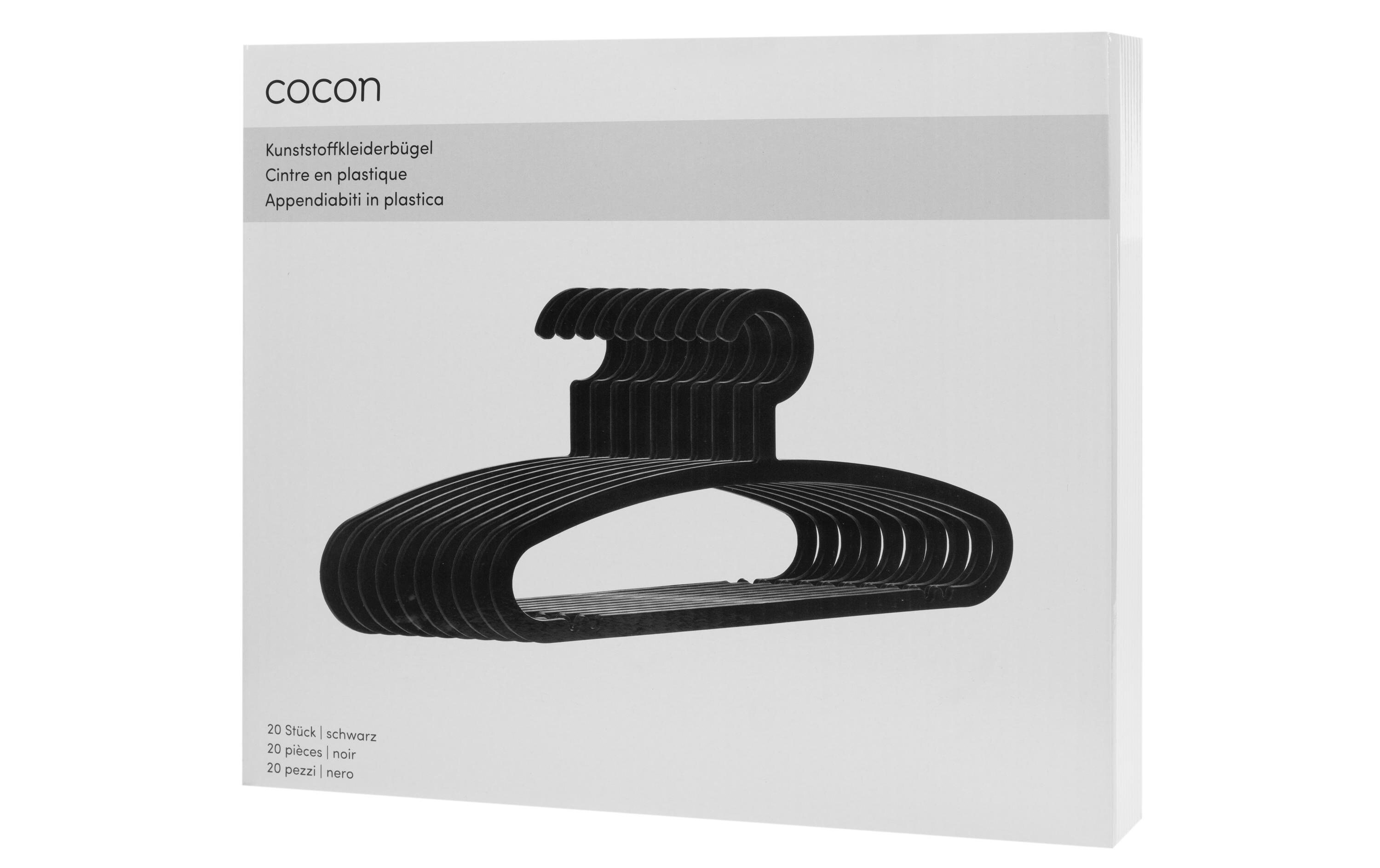 COCON Kleiderbügel 20 Stück, Schwarz