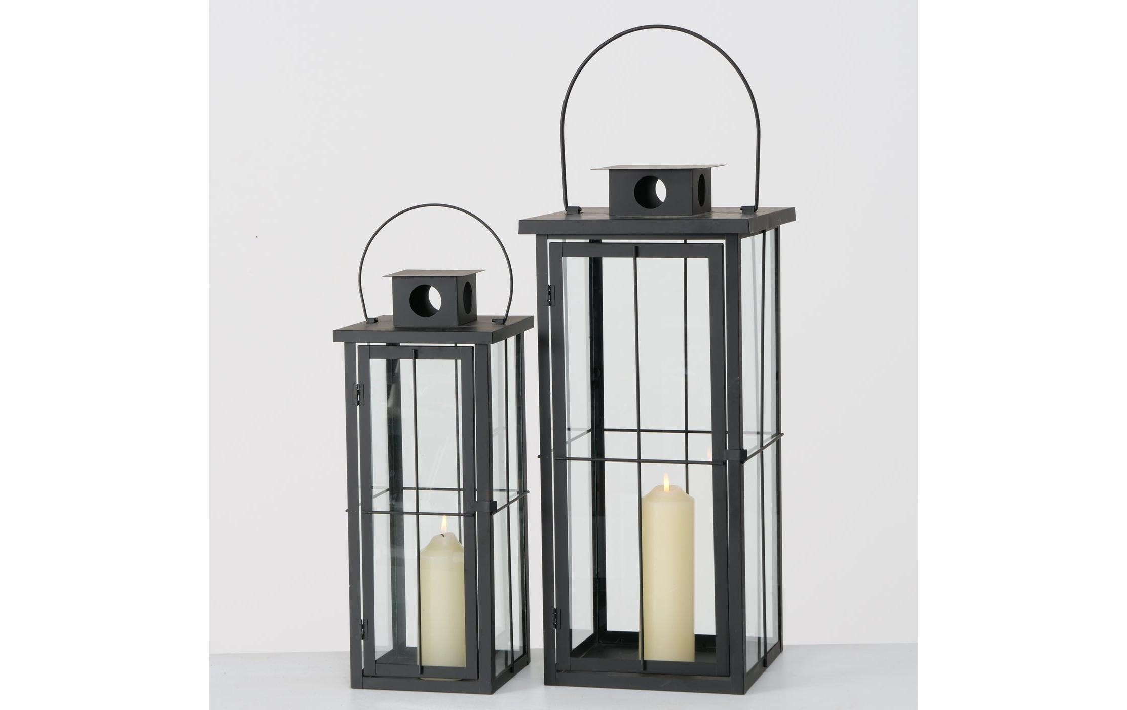 Boltze Laterne Arizona 2-teilig, Schwarz/Transparent