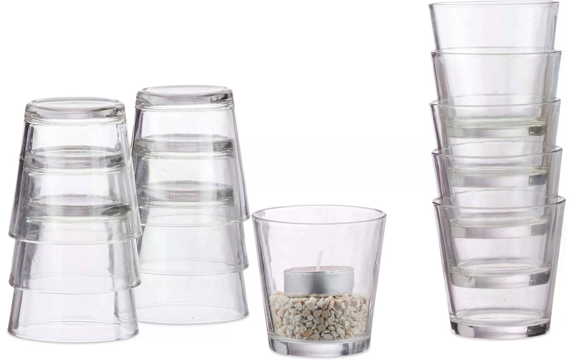 relaxdays Teelichthalter 12 Stück, Transparent