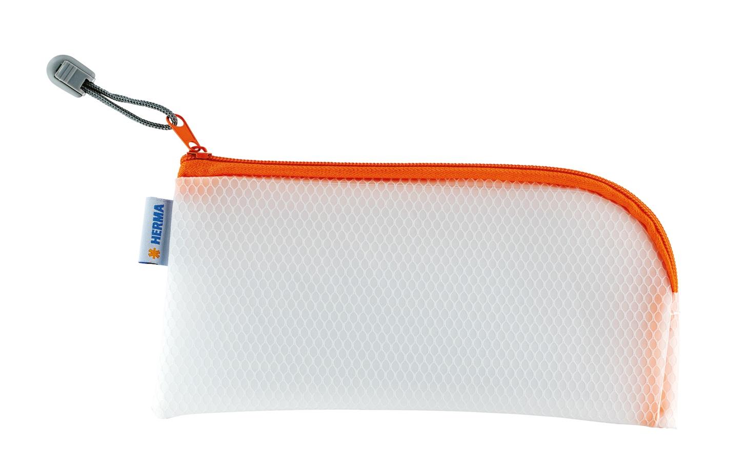 HERMA Etui Mesh Bag 23 x 11 cm, Orange/Weiss