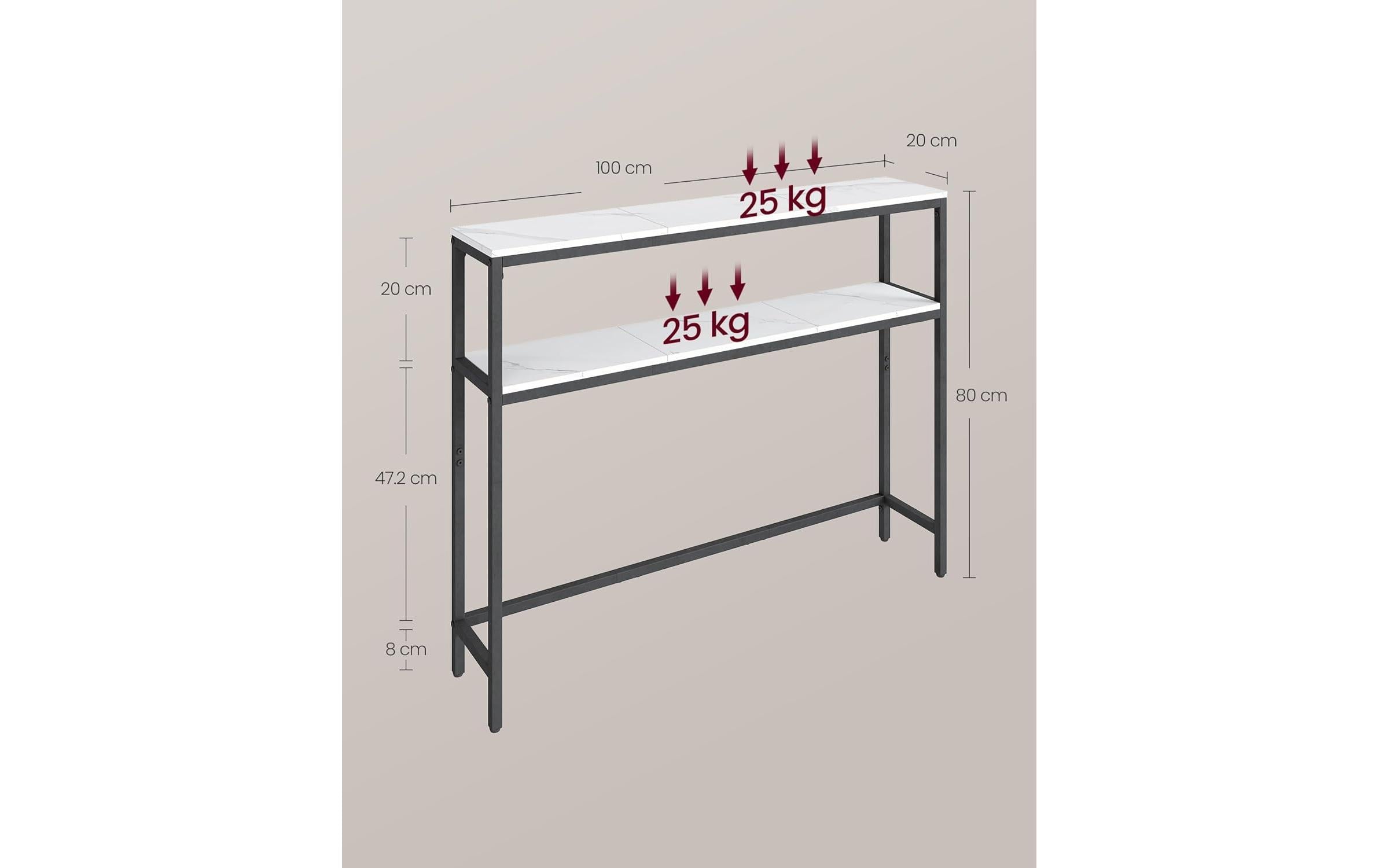VASAGLE Konsolentisch 100 x 80.5 cm, Weiss