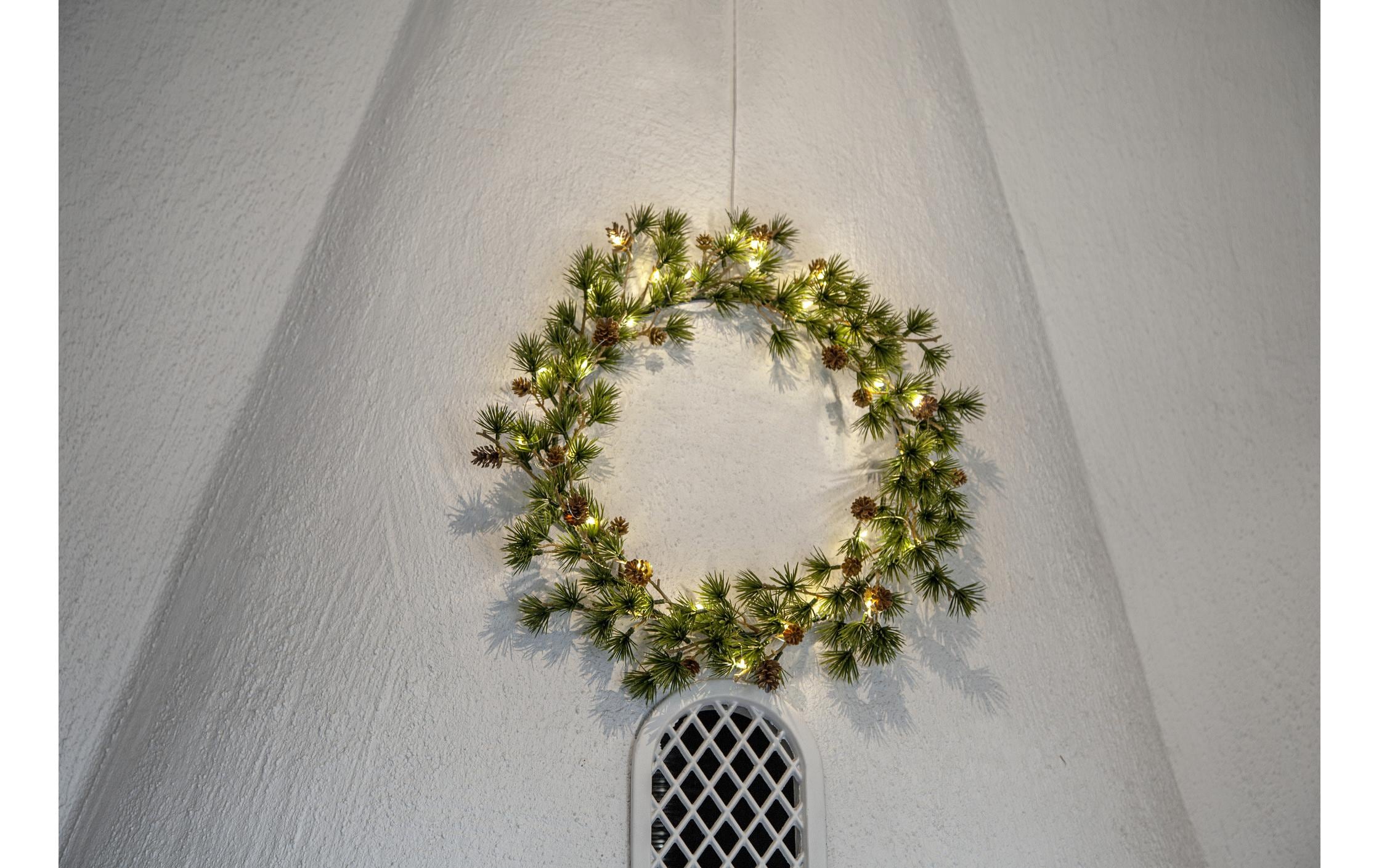 Star Trading LED-Weihnachtskranz Larix, Ø 40 cm, Grün