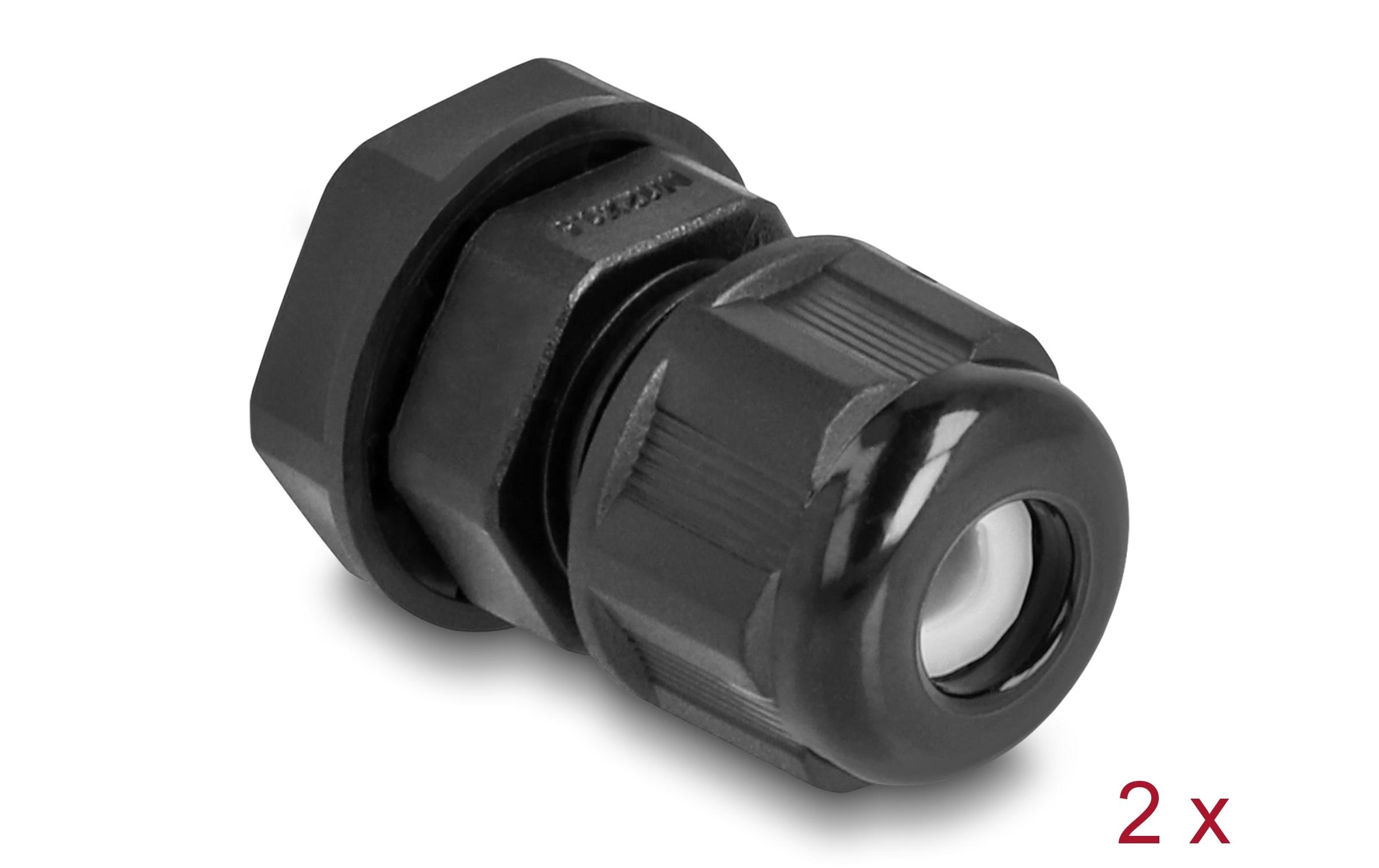 Delock Kabelverschraubung M12, schwarz 2 Stück Delock Kabelverschraubung M12, schwarz 2 Stück