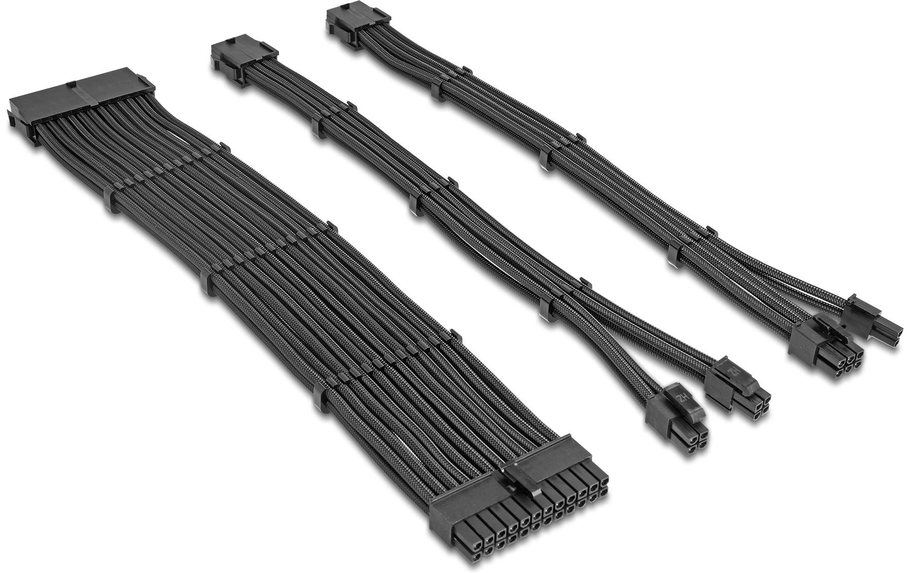 Delock Stromverlängerungskabel Set 6-teilig Sleeved mit Kabelkämmen