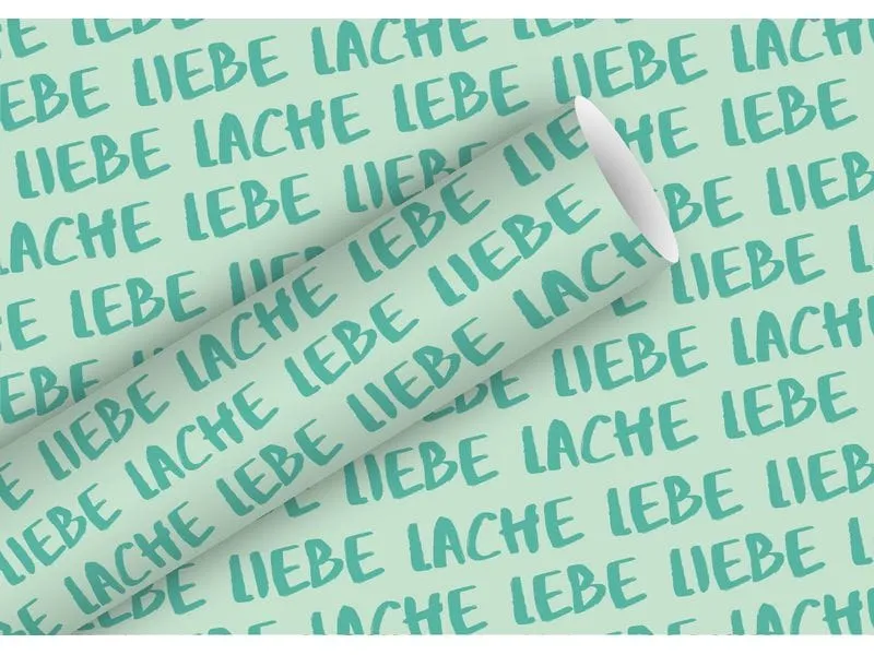 Braun + Company Geschenkpapier Lebe Liebe 2 m x 70 cm, Türkis