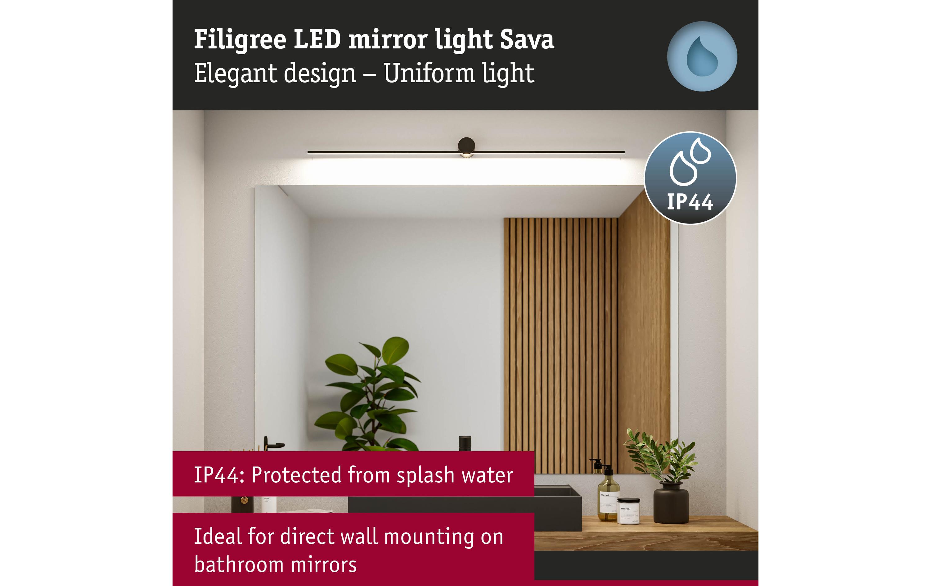 Paulmann Spiegelleuchte LED Sava 13.5W Schwarz