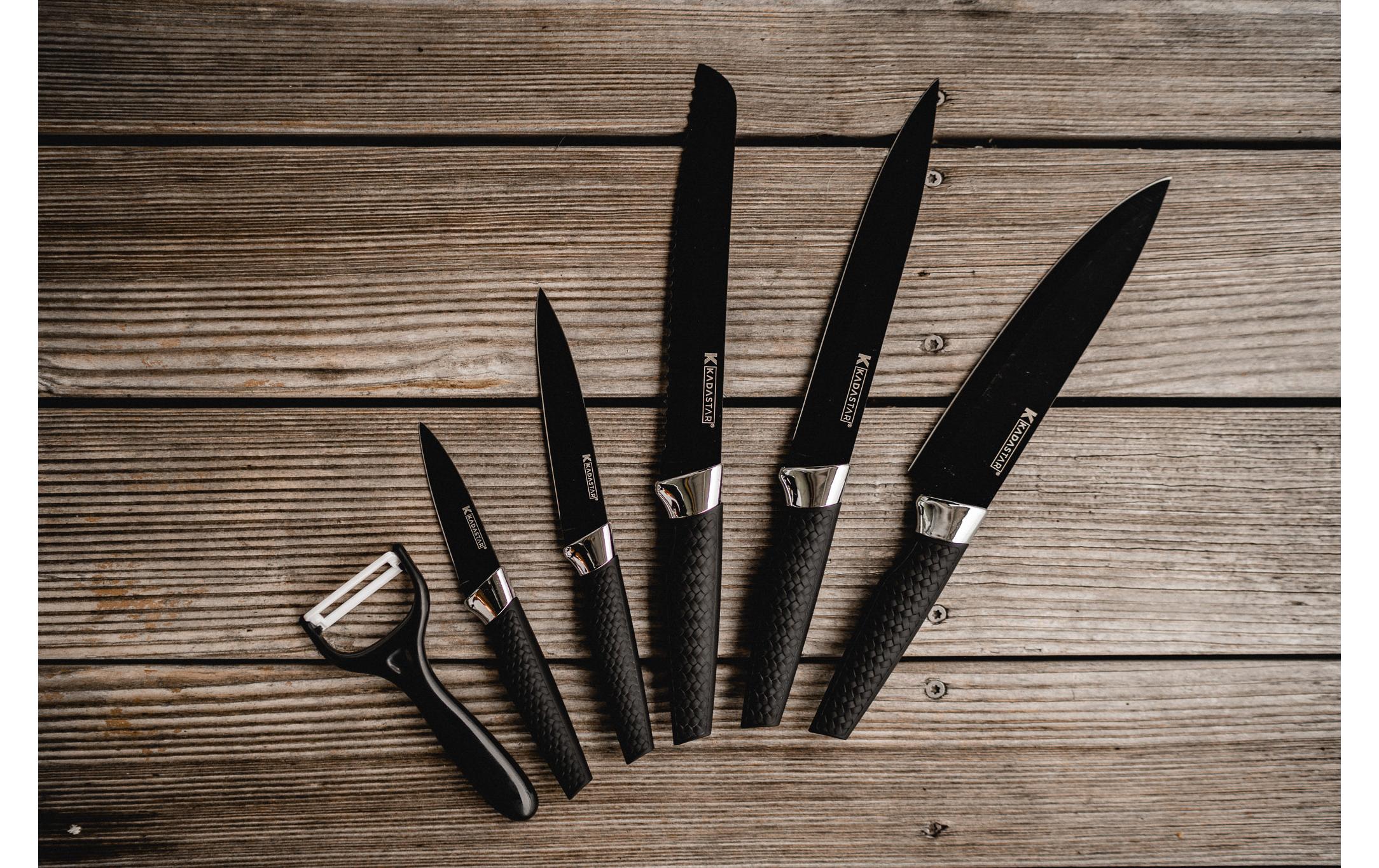 Kadastar Messer-Set Premium Black 6-teilig, Schwarz/Silber