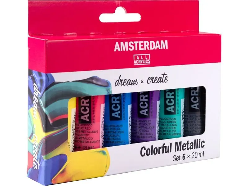 Amsterdam Acrylfarbe Set Colorful Metallic 6 Tuben à 20 ml Amsterdam Acrylfarbe Set Colorful Metallic 6 Tuben à 20 ml