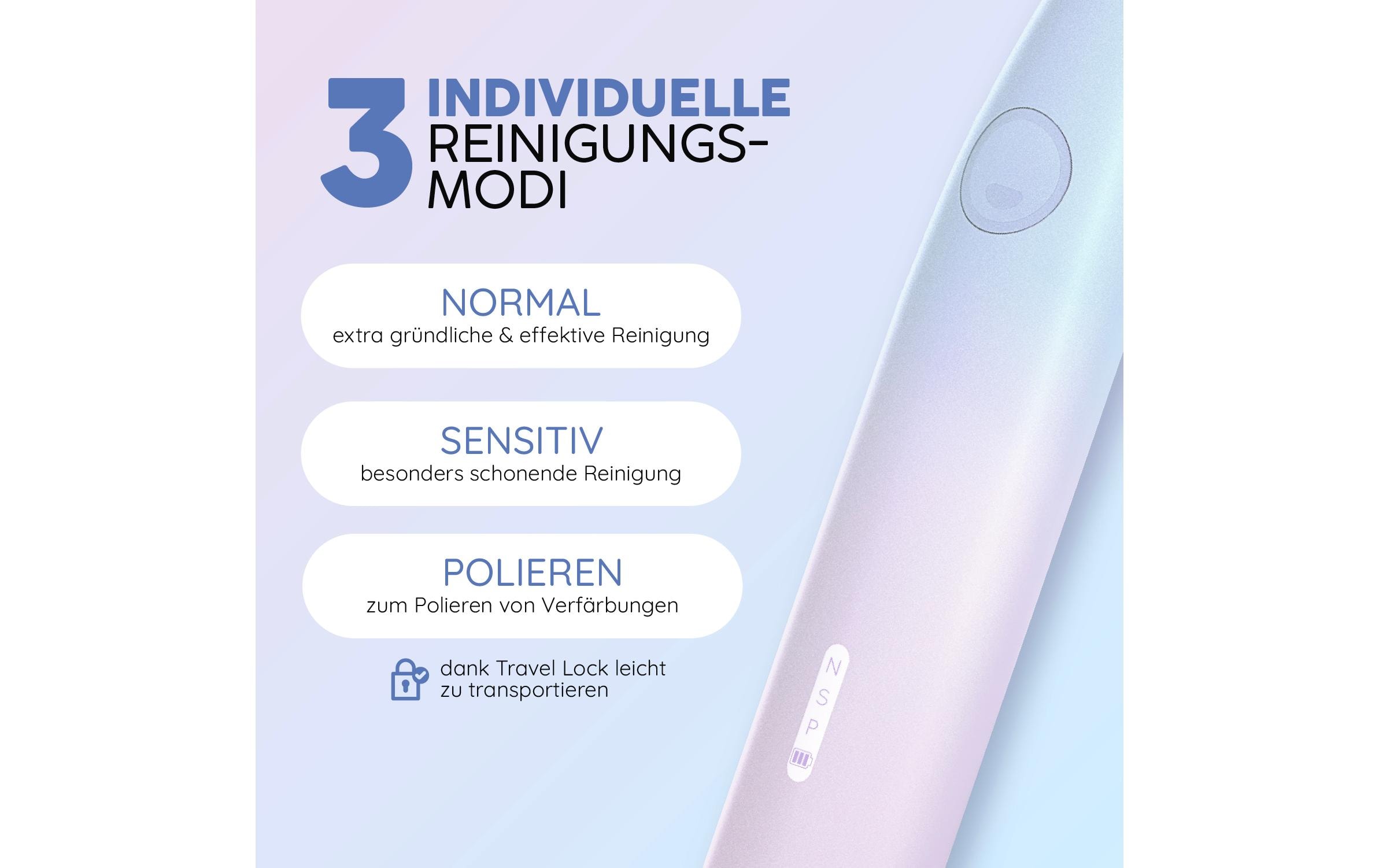 happybrush Schallzahnbürste StarterKit Eco Vibe 3 Sunrise