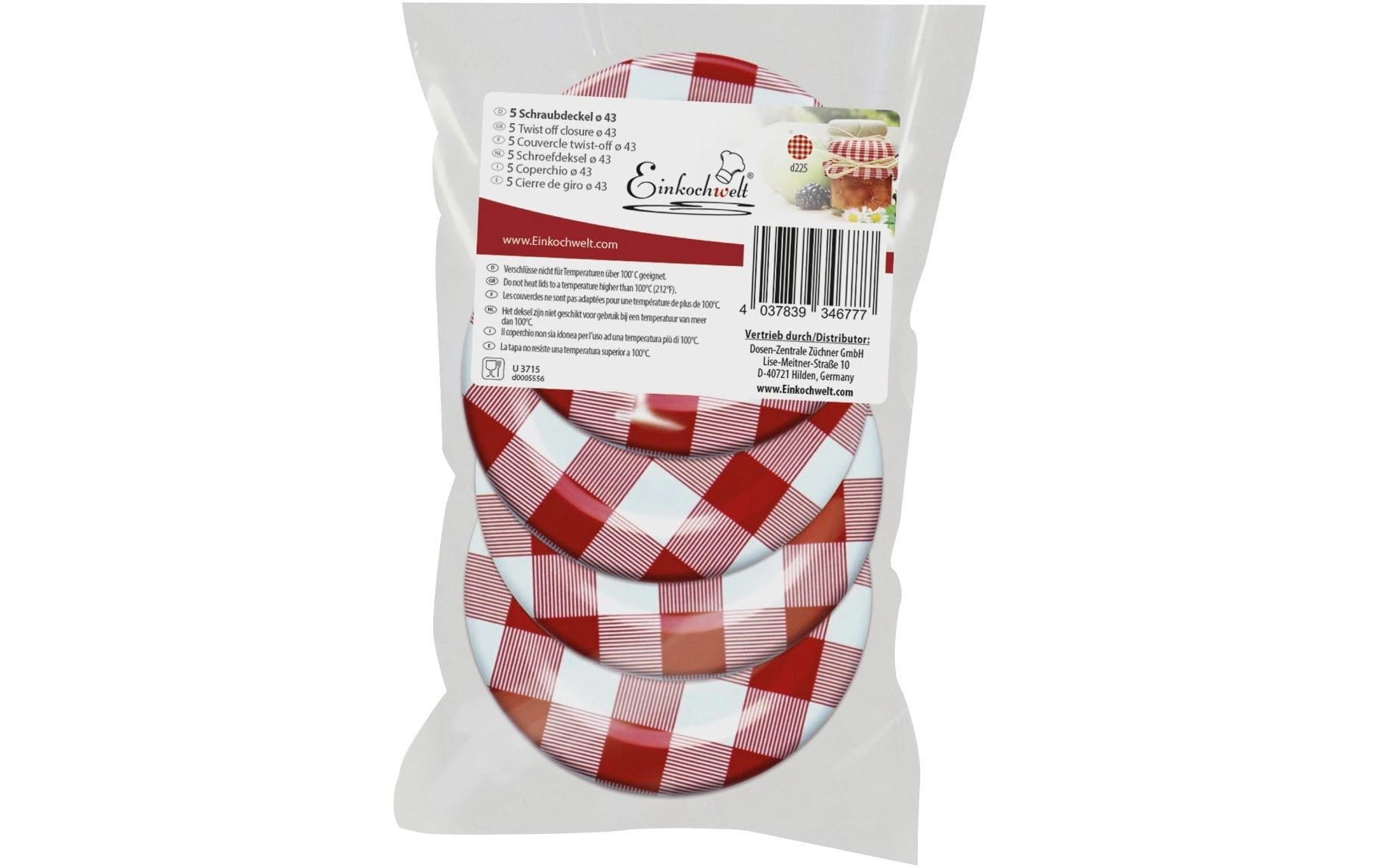 Einkochwelt Deckel 5 Stück, Ø 43 mm