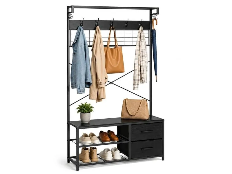 relaxdays Garderobenständer 80 cm x 176 cm, Schwarz relaxdays Garderobenständer 80 cm x 176 cm, Schwarz