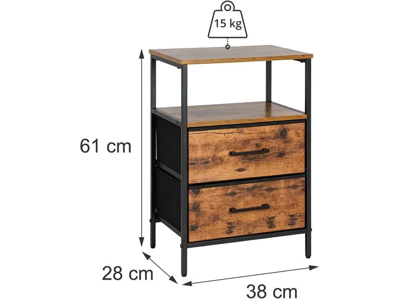 relaxdays Nachttisch 38 x 61 cm, Braun/Schwarz relaxdays Nachttisch 38 x 61 cm, Braun/Schwarz