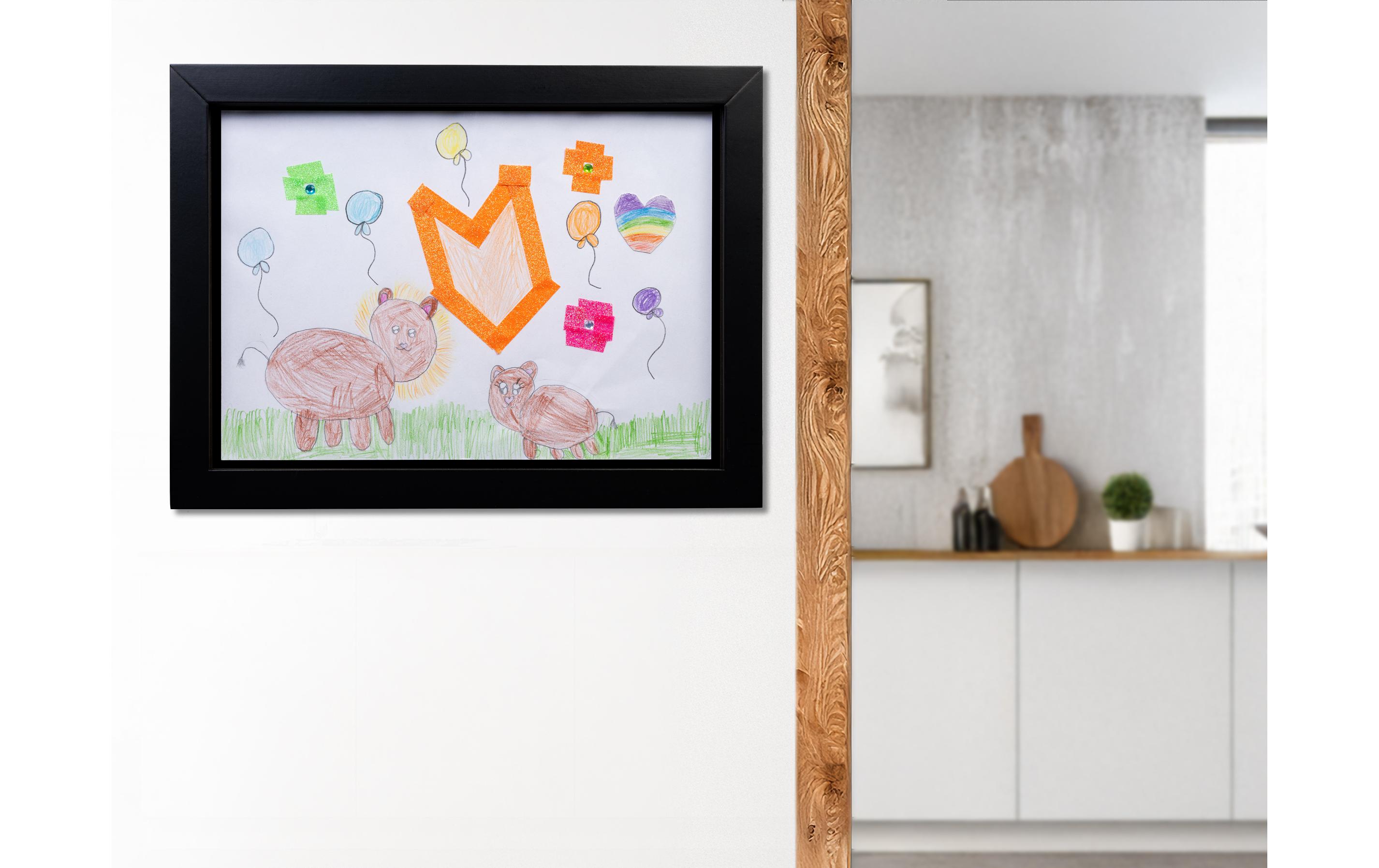 COCON Bilderrahmen für Kinderzeichnungen 35 x 26 x 5 cm, Schwarz