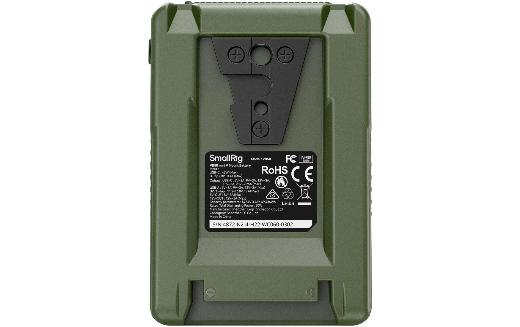 Smallrig VB50 Mini V-Mount-Batterie Grün