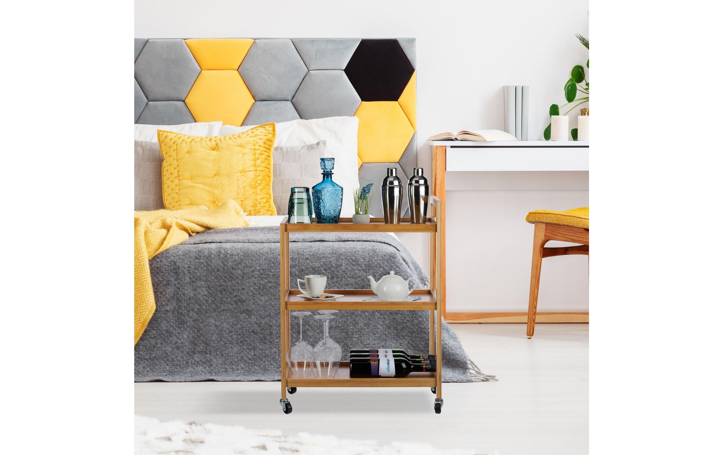 relaxdays Bartrolley Bambus 76.5 x 30 cm, Nature