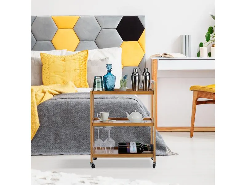 relaxdays Bartrolley Bambus 76.5 x 30 cm, Nature relaxdays Bartrolley Bambus 76.5 x 30 cm, Nature