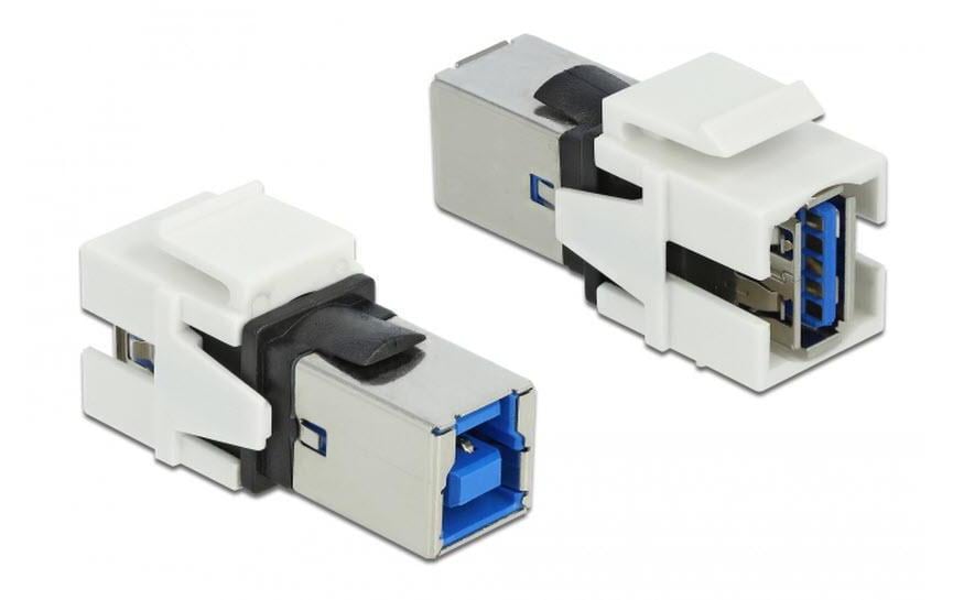 Delock Keystone-Modul USB 3.0, A – B, (f-f) Weiss