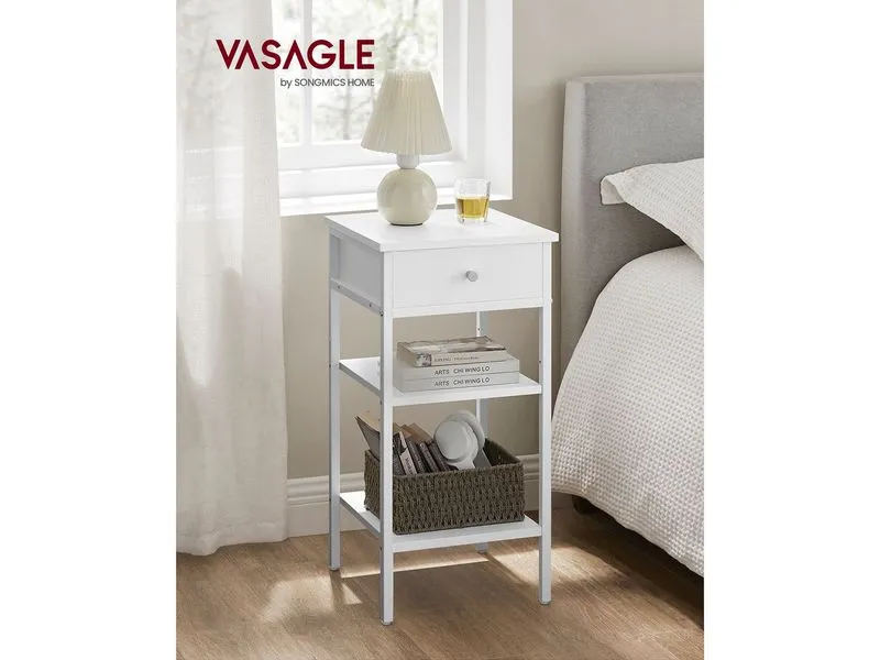 VASAGLE Nachttisch 35 x 70 cm, Weiss VASAGLE Nachttisch 35 x 70 cm, Weiss
